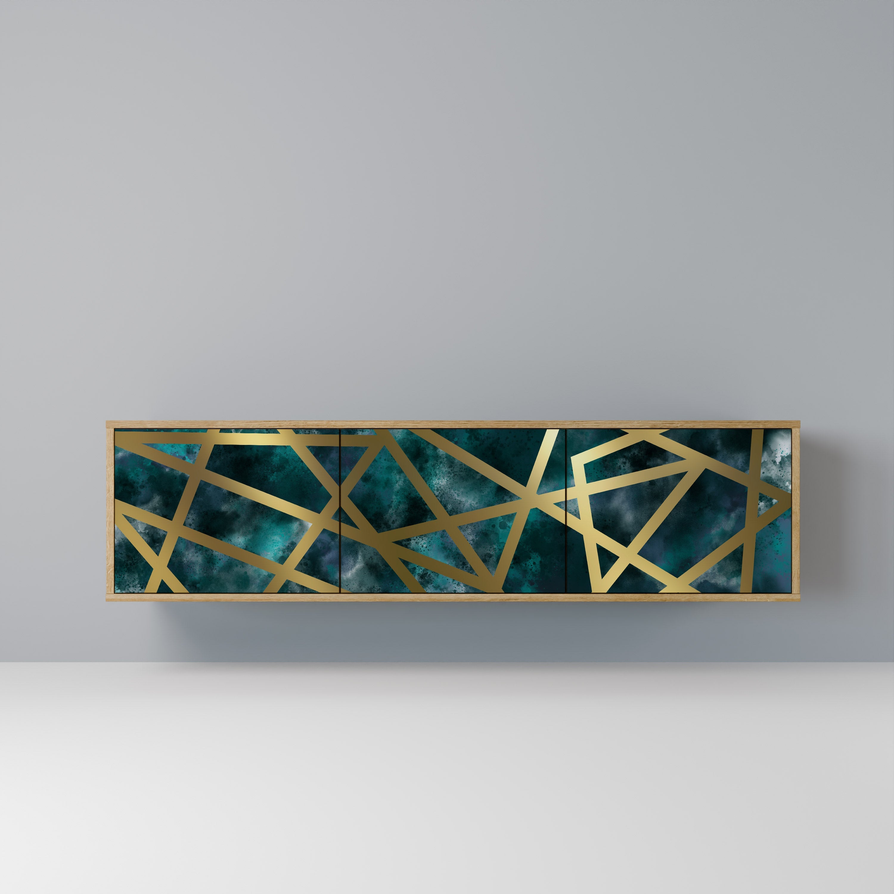 THE LABYRINTH OF GOLD Móvel de TV com 3 Portas em Efeito Carvalho