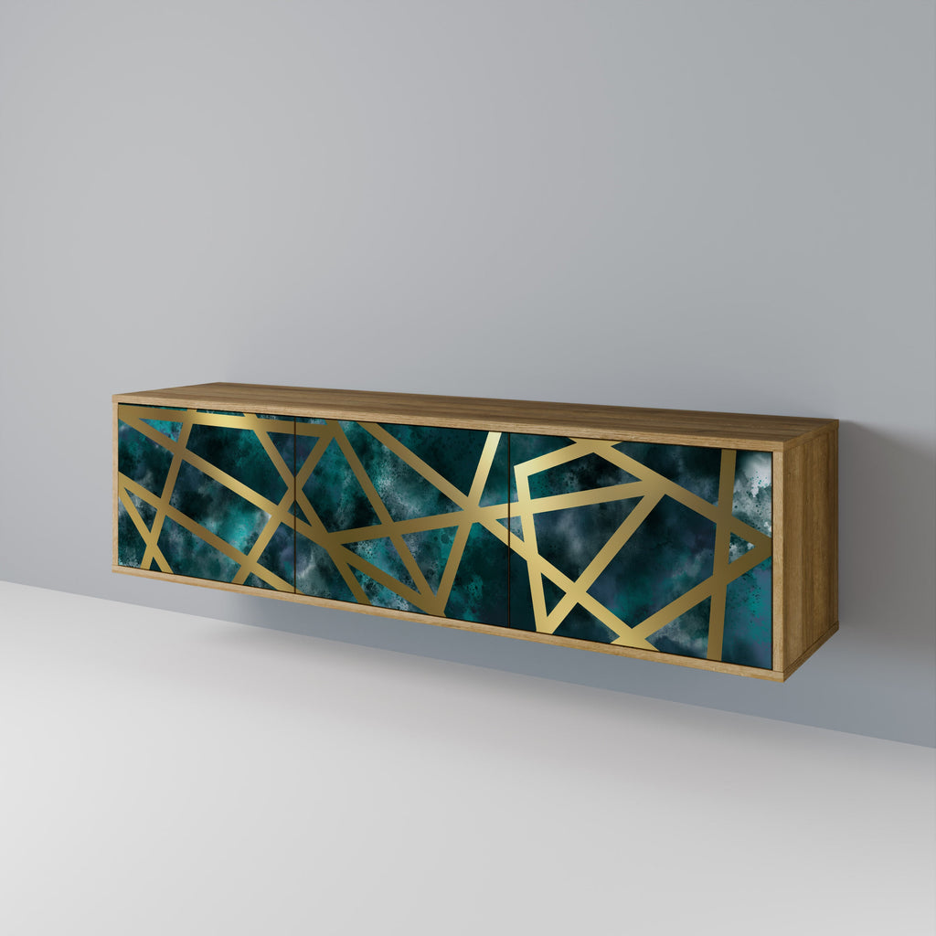 THE LABYRINTH OF GOLD Móvel de TV com 3 Portas em Efeito Carvalho