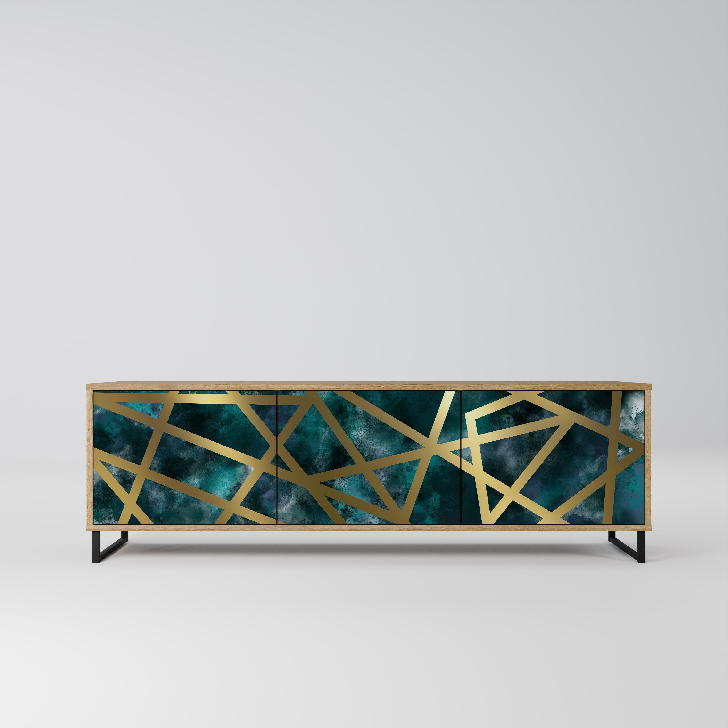 THE LABYRINTH OF GOLD Móvel de TV com 3 Portas em Efeito Carvalho