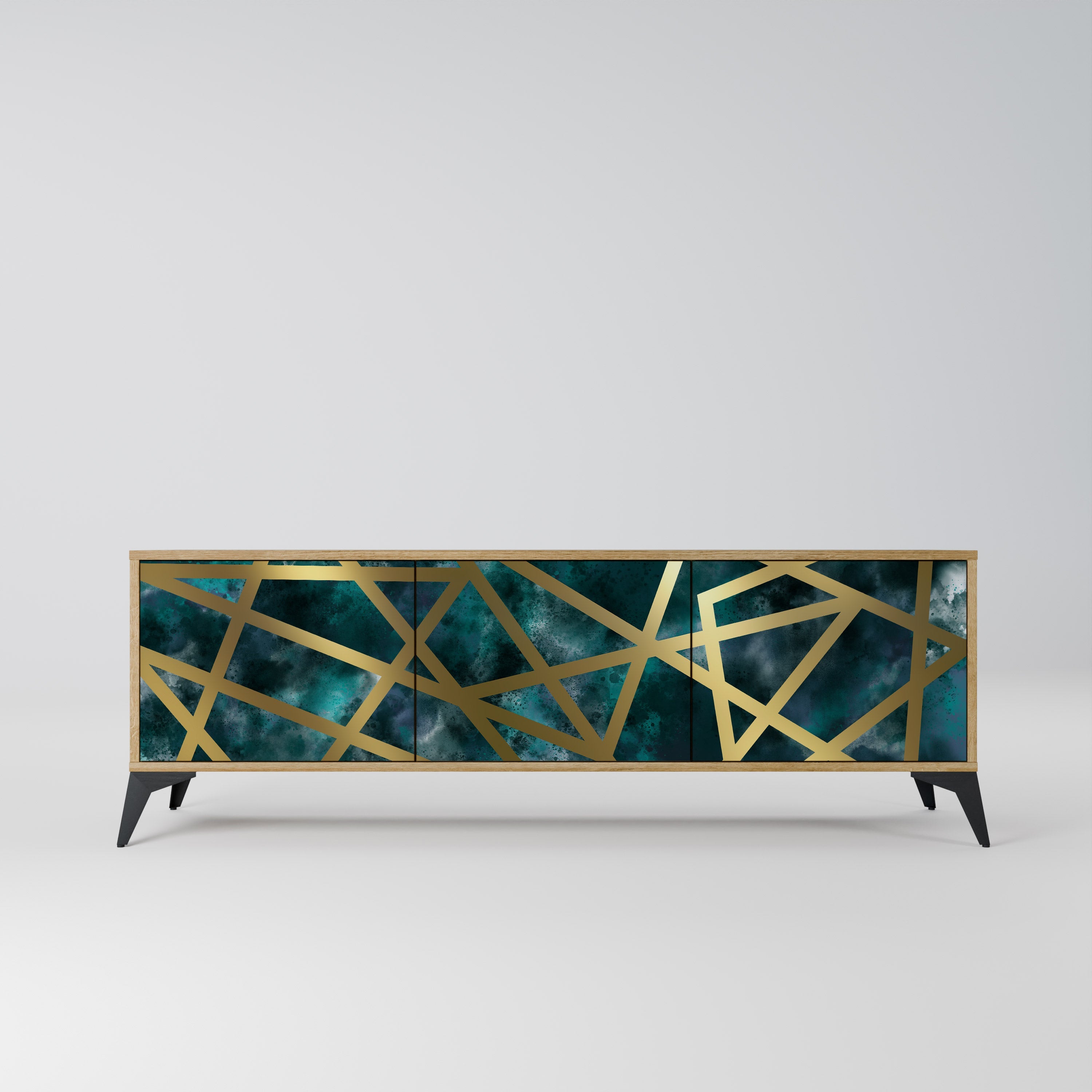 THE LABYRINTH OF GOLD Móvel de TV com 3 Portas em Efeito Carvalho