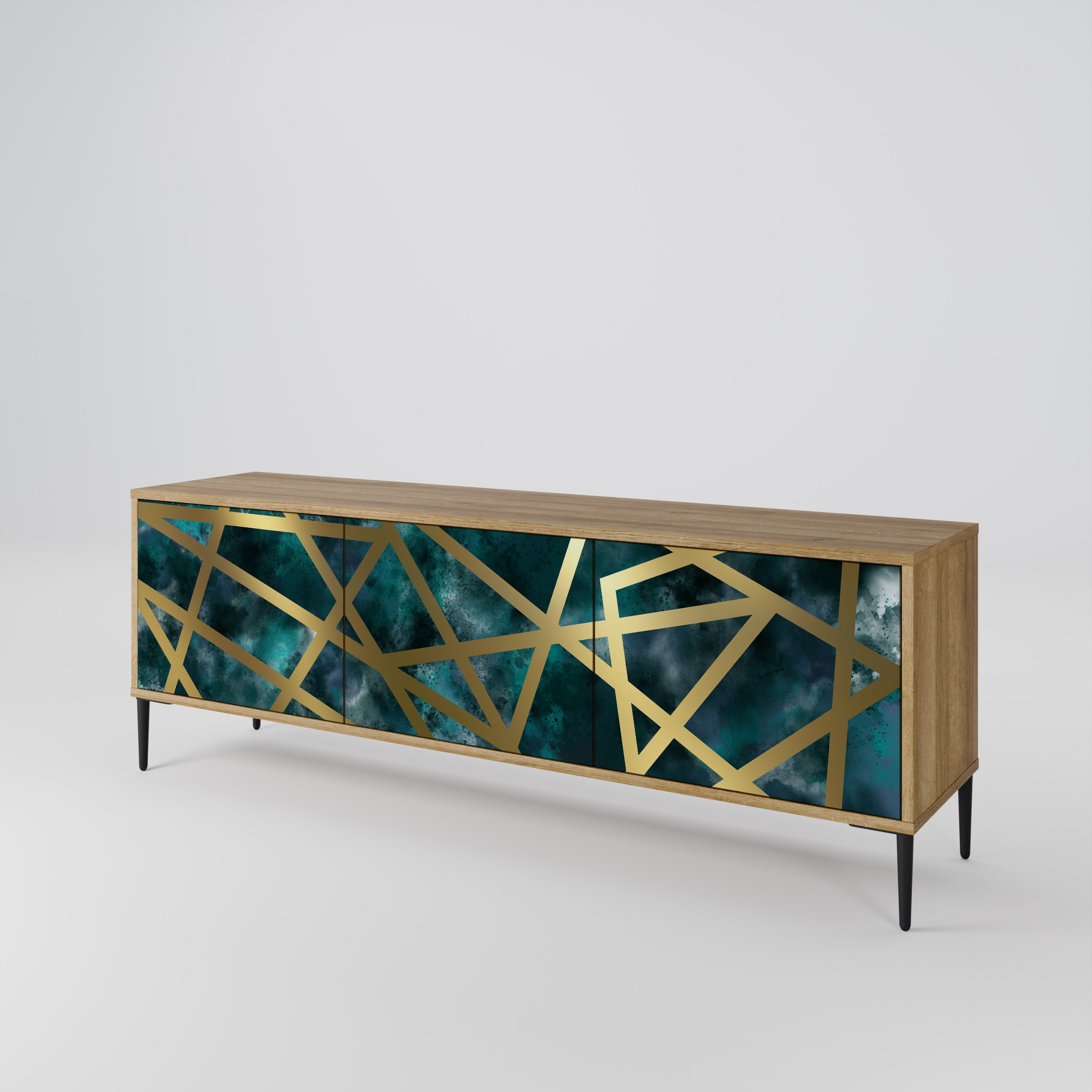 THE LABYRINTH OF GOLD Móvel de TV com 3 Portas em Efeito Carvalho