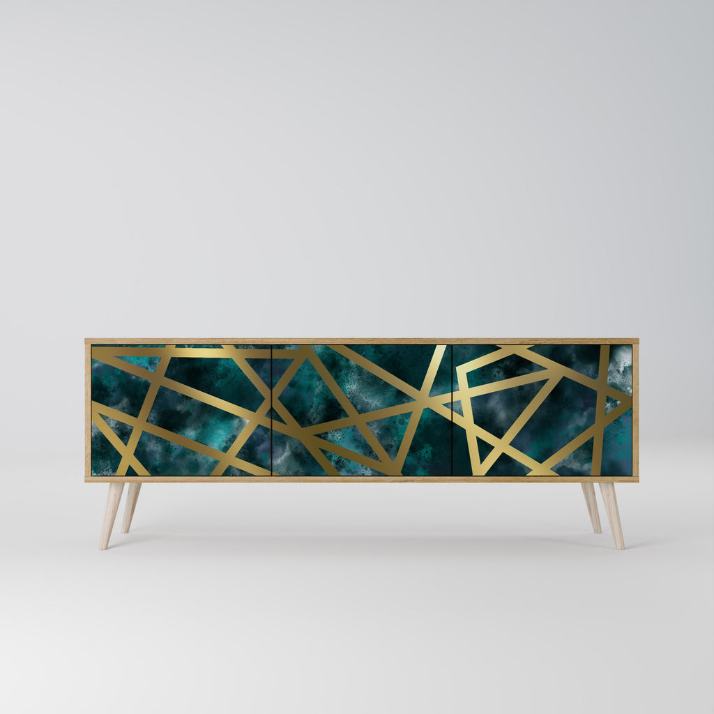 THE LABYRINTH OF GOLD Móvel de TV com 3 Portas em Efeito Carvalho