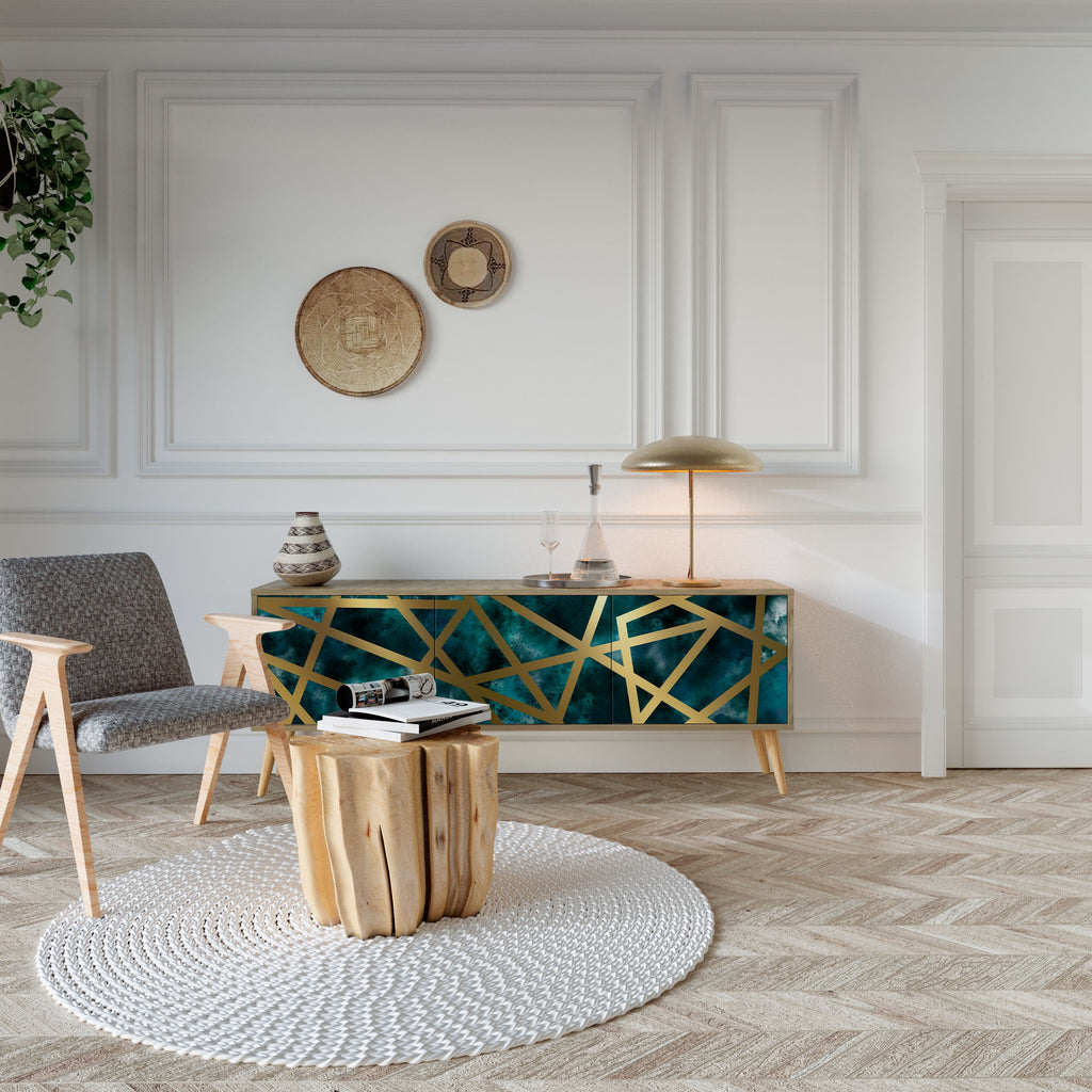 THE LABYRINTH OF GOLD Móvel de TV com 3 Portas em Efeito Carvalho