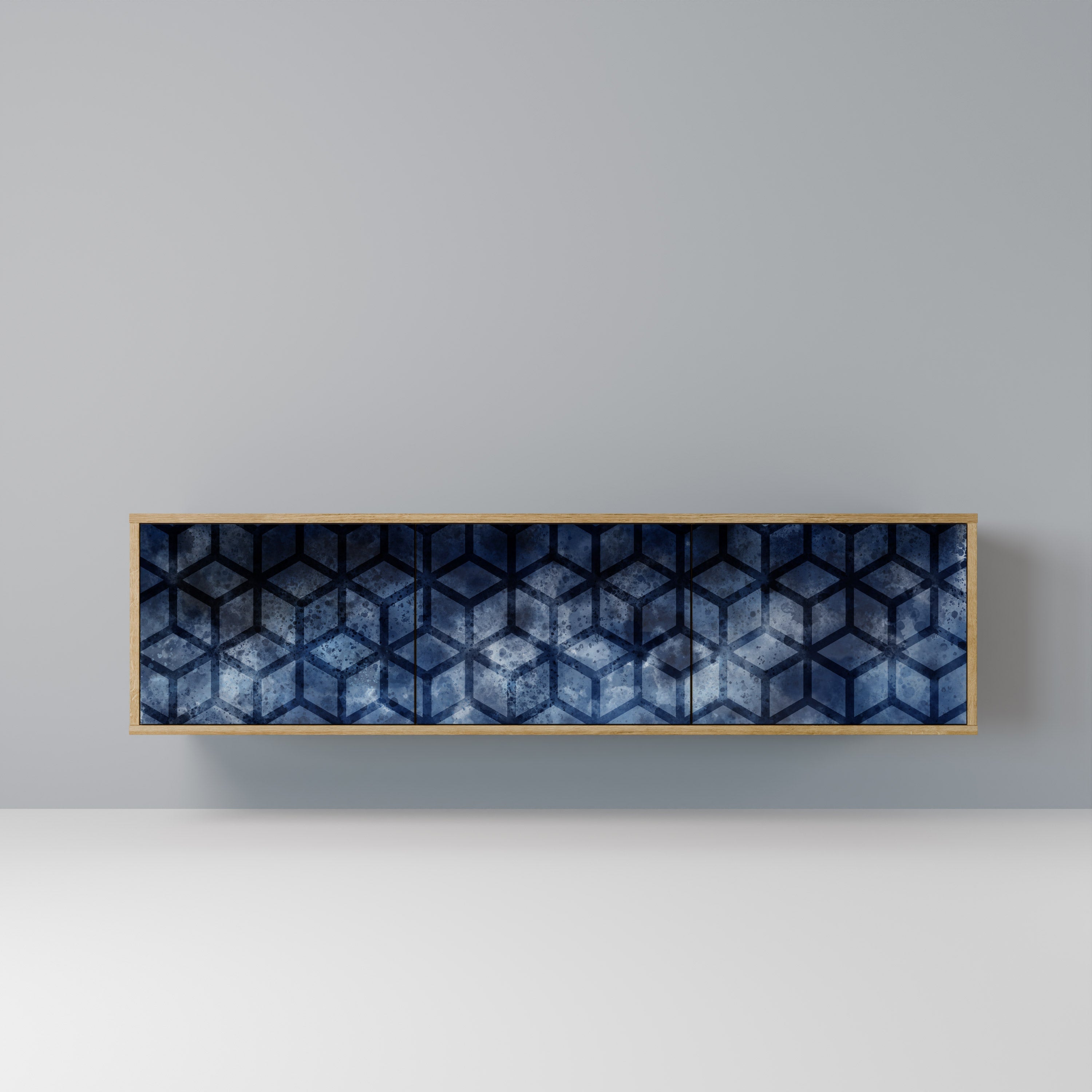 CUBIC MIST Móvel de TV com 3 Portas em Efeito Carvalho