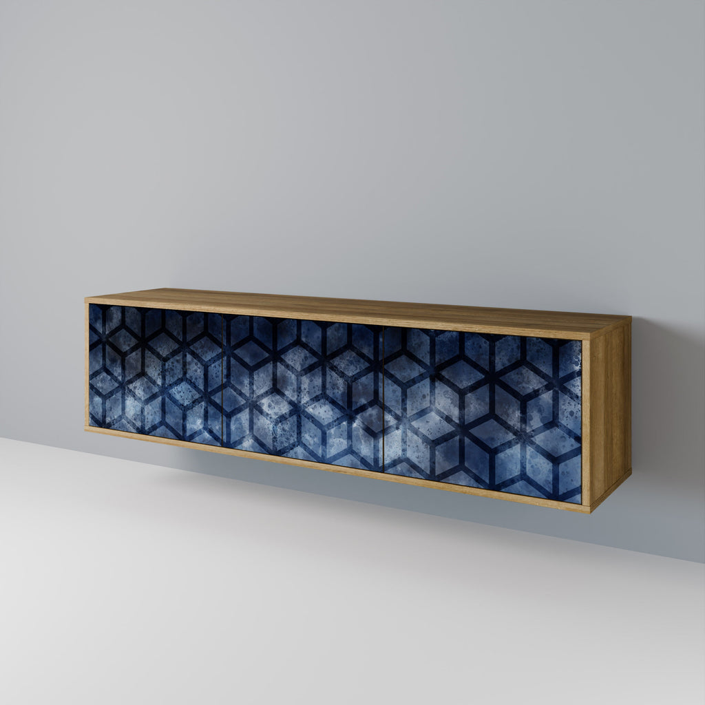 CUBIC MIST Móvel de TV com 3 Portas em Efeito Carvalho