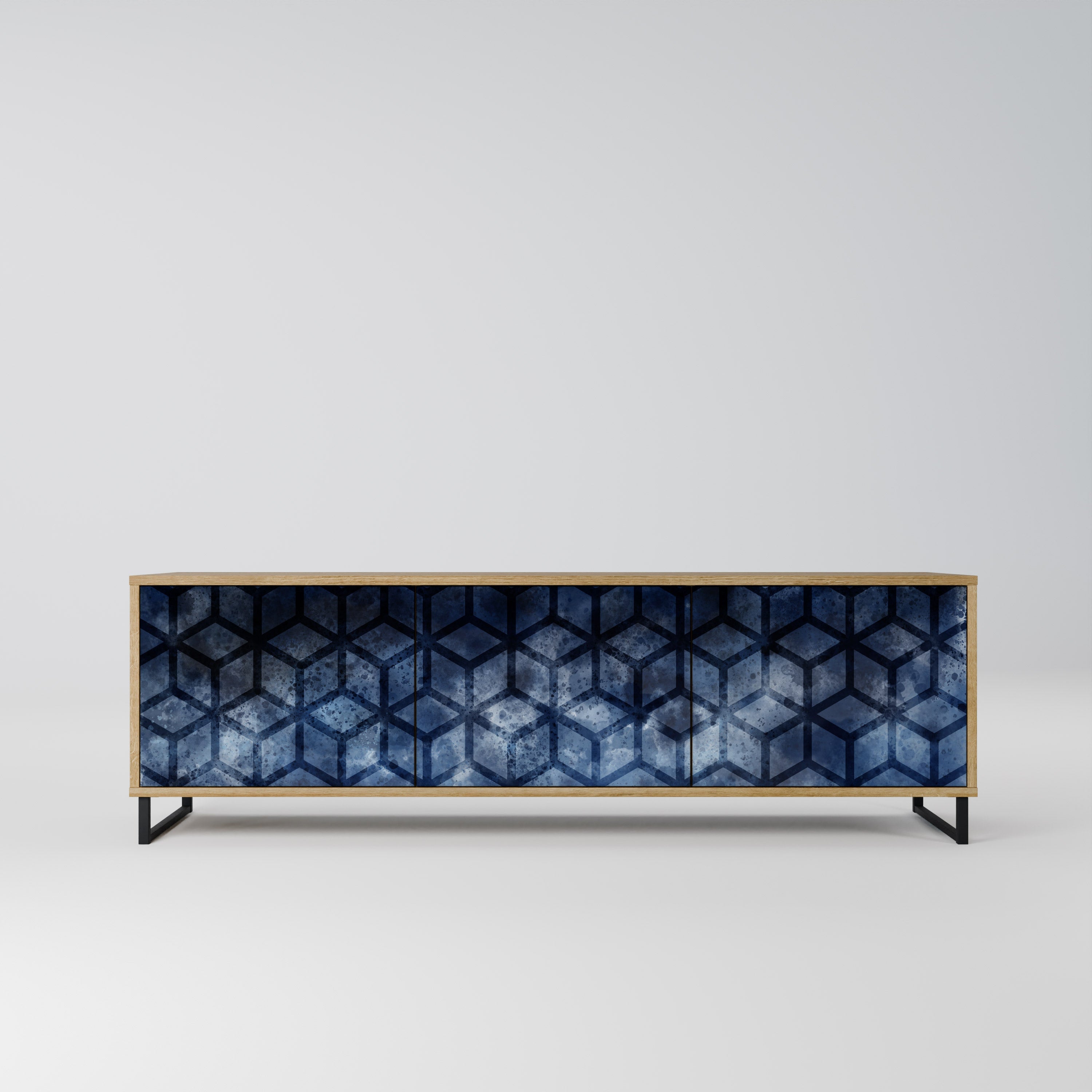 CUBIC MIST Móvel de TV com 3 Portas em Efeito Carvalho