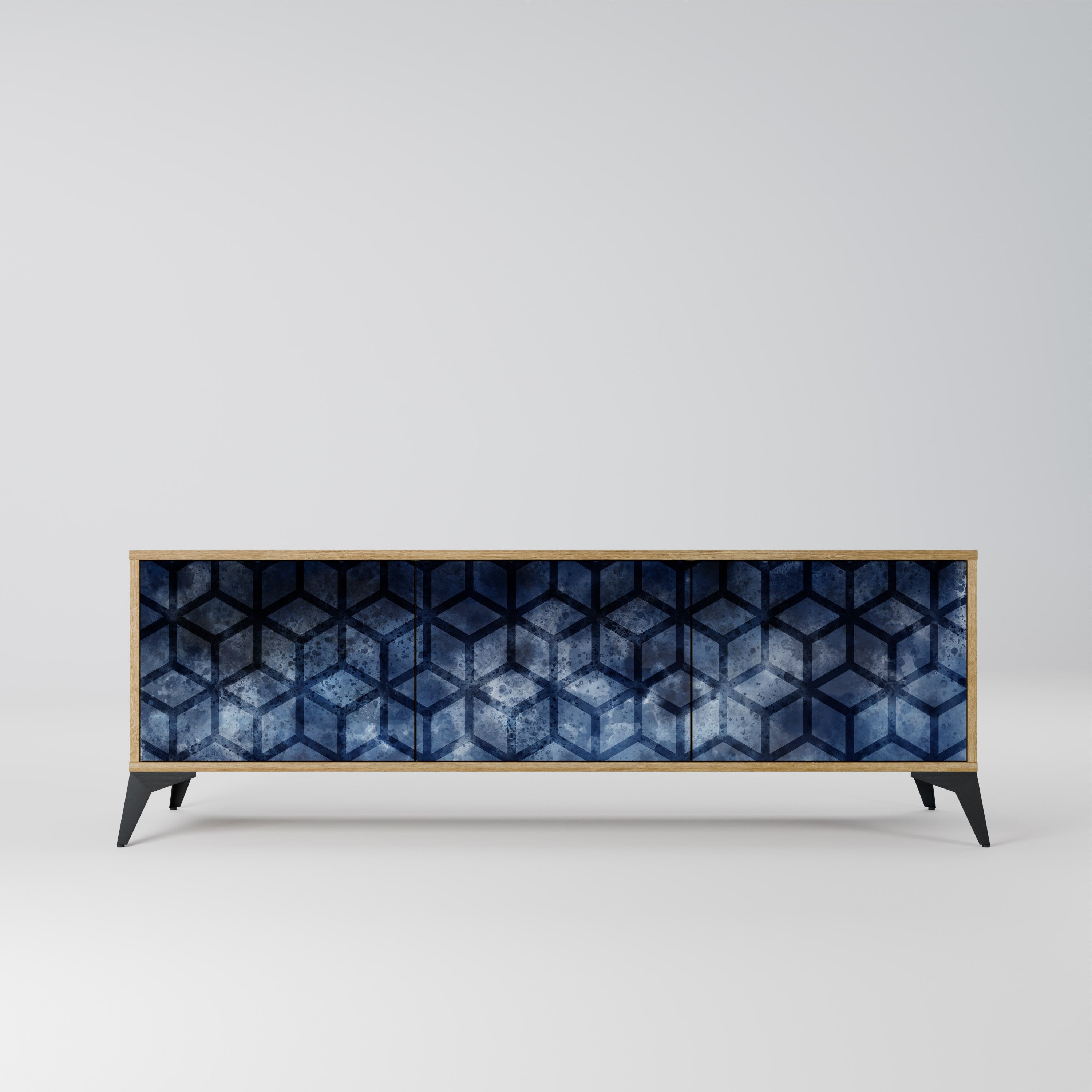 CUBIC MIST Móvel de TV com 3 Portas em Efeito Carvalho