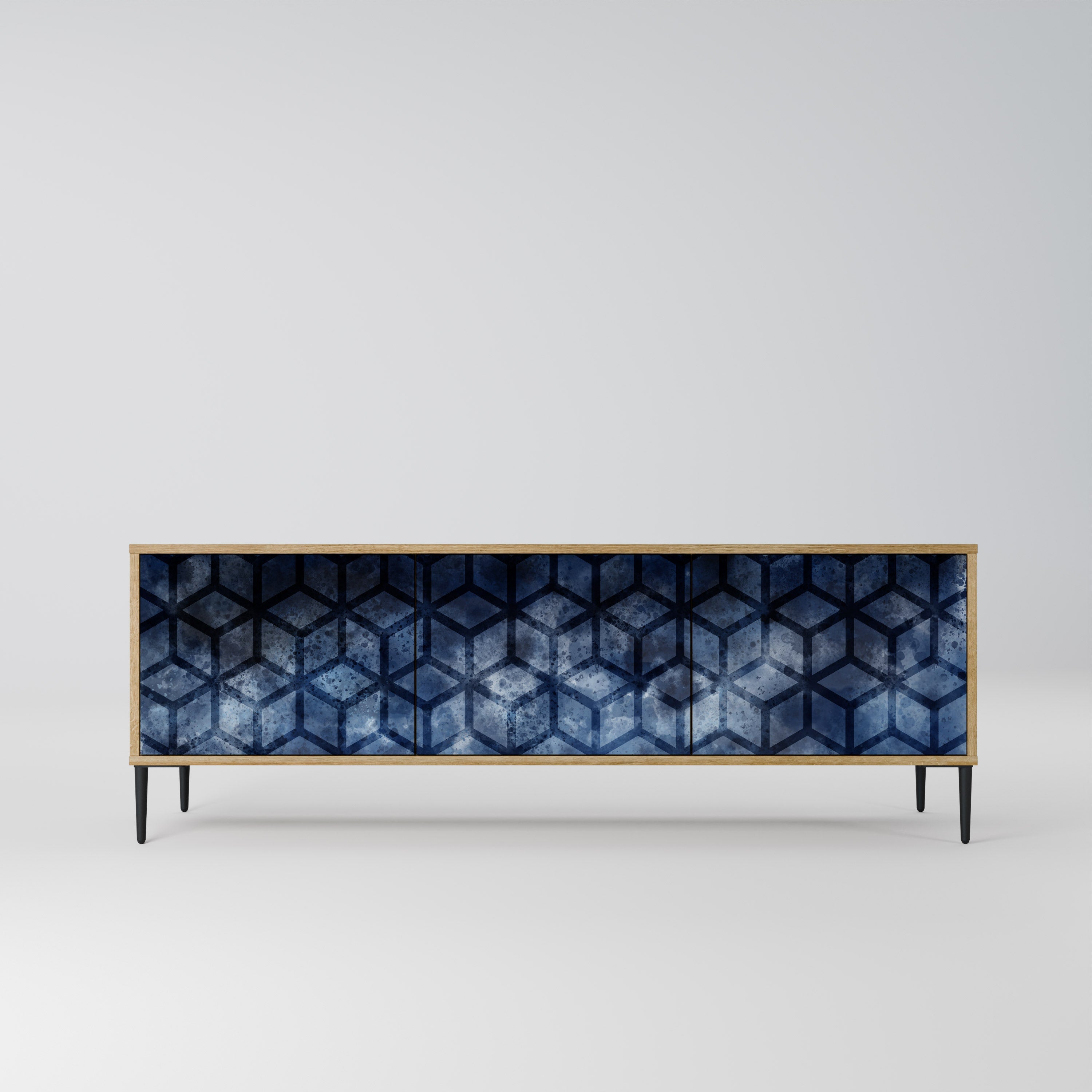 CUBIC MIST Móvel de TV com 3 Portas em Efeito Carvalho