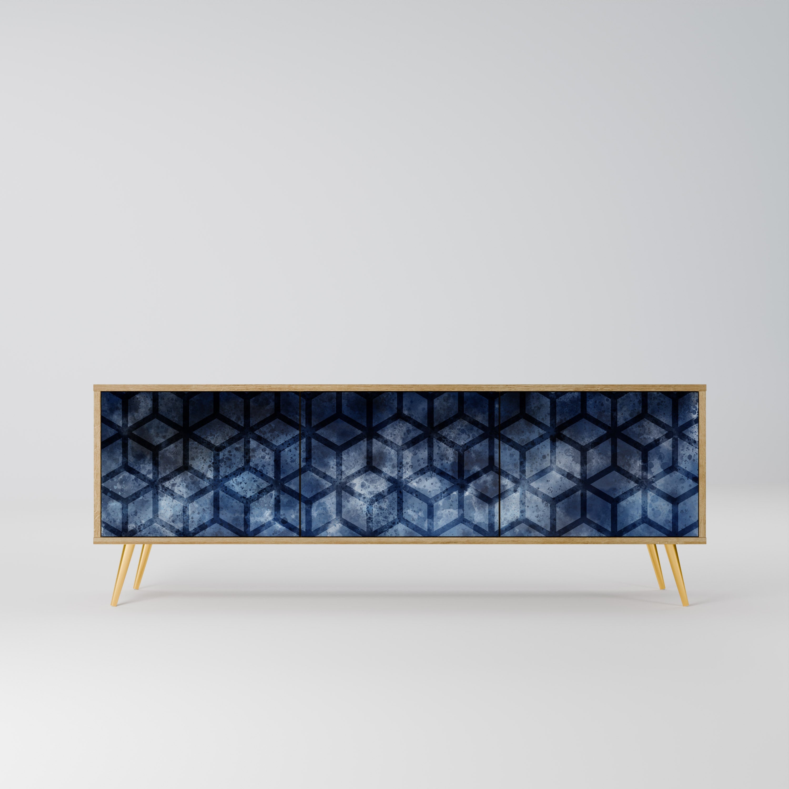 CUBIC MIST Móvel de TV com 3 Portas em Efeito Carvalho