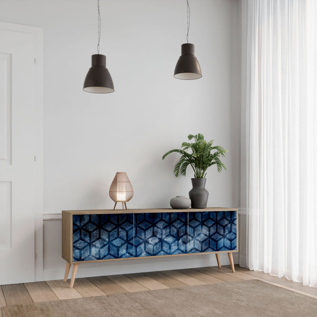 CUBIC MIST Móvel de TV com 3 Portas em Efeito Carvalho