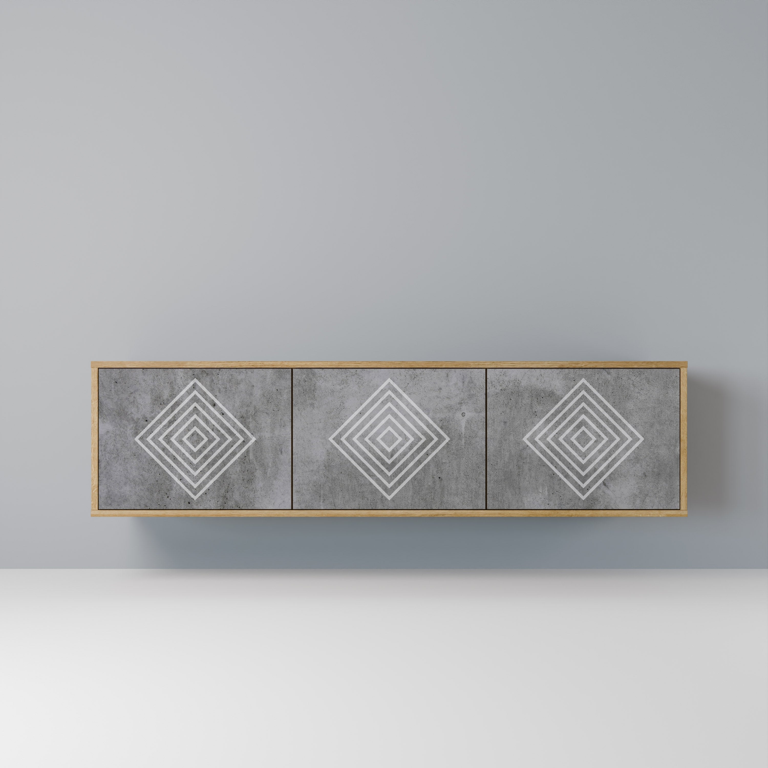 POLYGONAL ARTISTRY Móvel de TV com 3 Portas em Efeito Carvalho