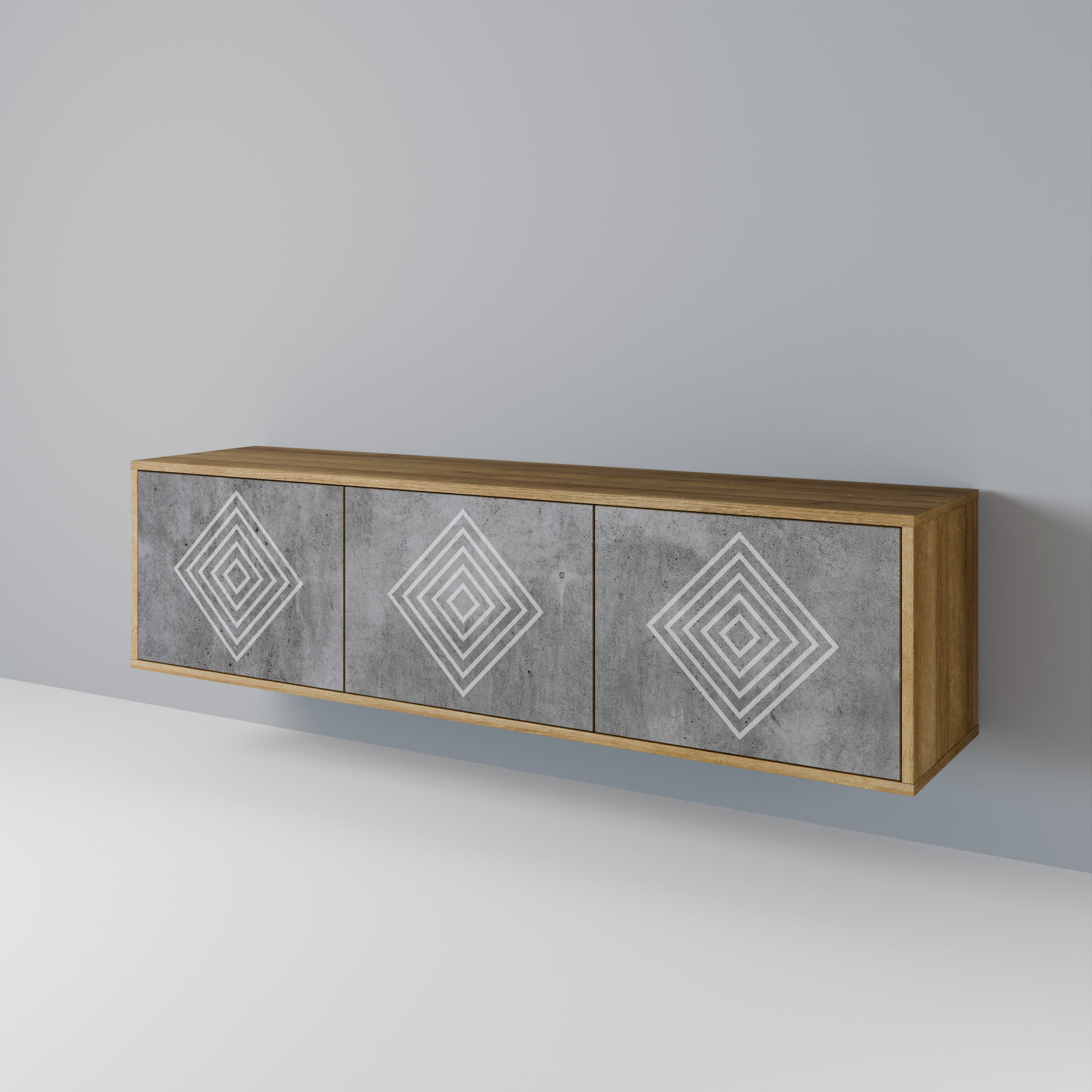 POLYGONAL ARTISTRY Móvel de TV com 3 Portas em Efeito Carvalho