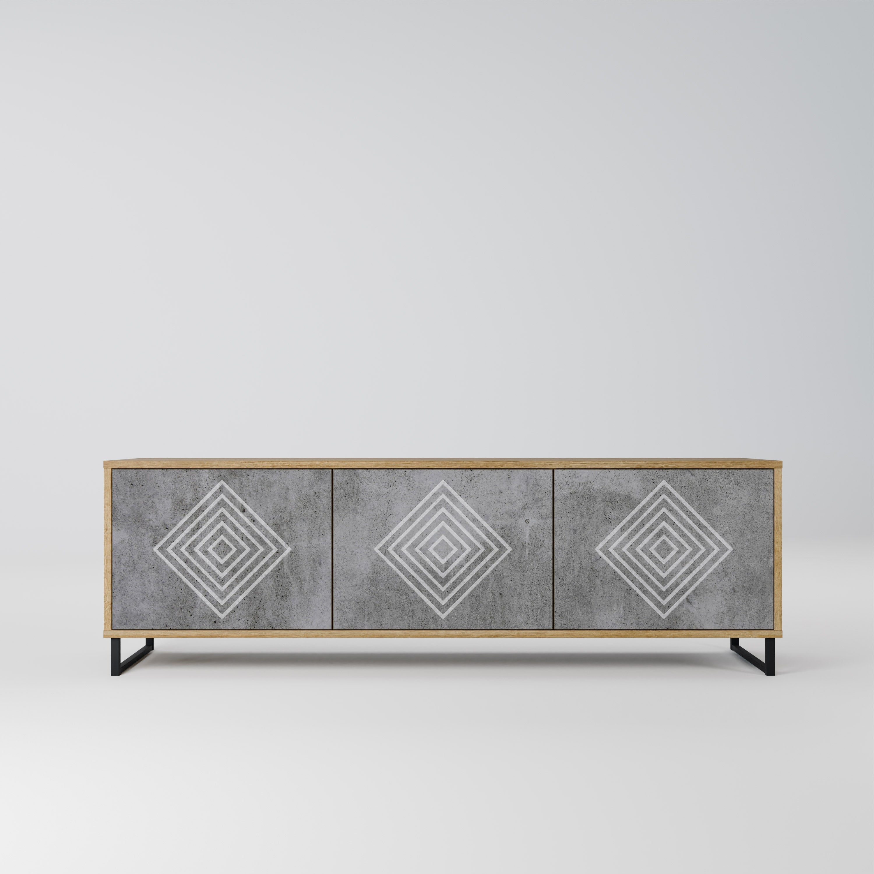 POLYGONAL ARTISTRY Móvel de TV com 3 Portas em Efeito Carvalho