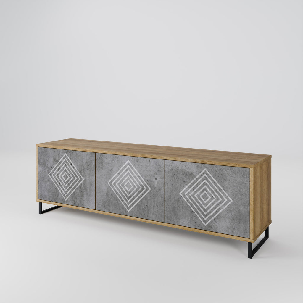 POLYGONAL ARTISTRY Móvel de TV com 3 Portas em Efeito Carvalho