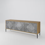 POLYGONAL ARTISTRY Móvel de TV com 3 Portas em Efeito Carvalho