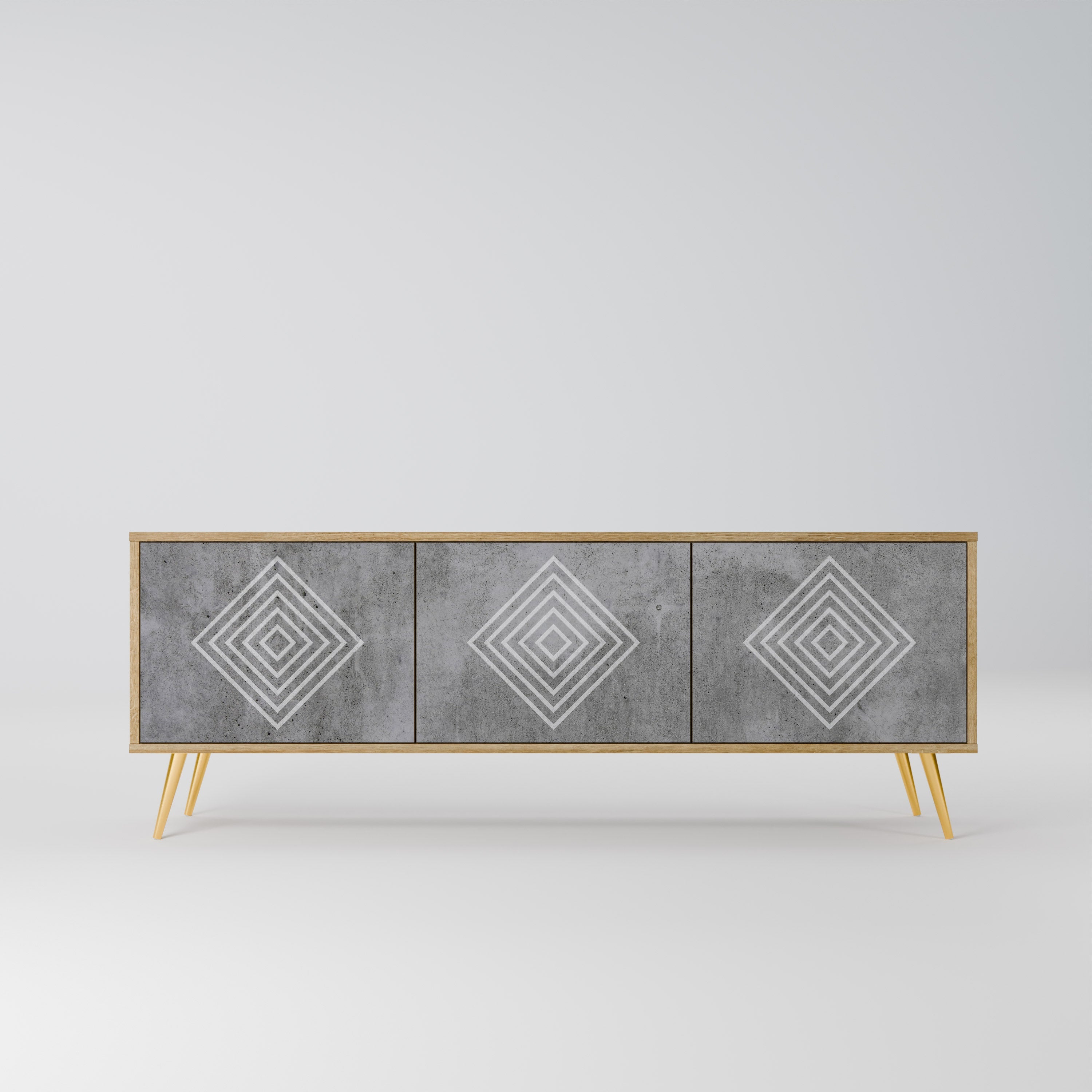 POLYGONAL ARTISTRY Móvel de TV com 3 Portas em Efeito Carvalho