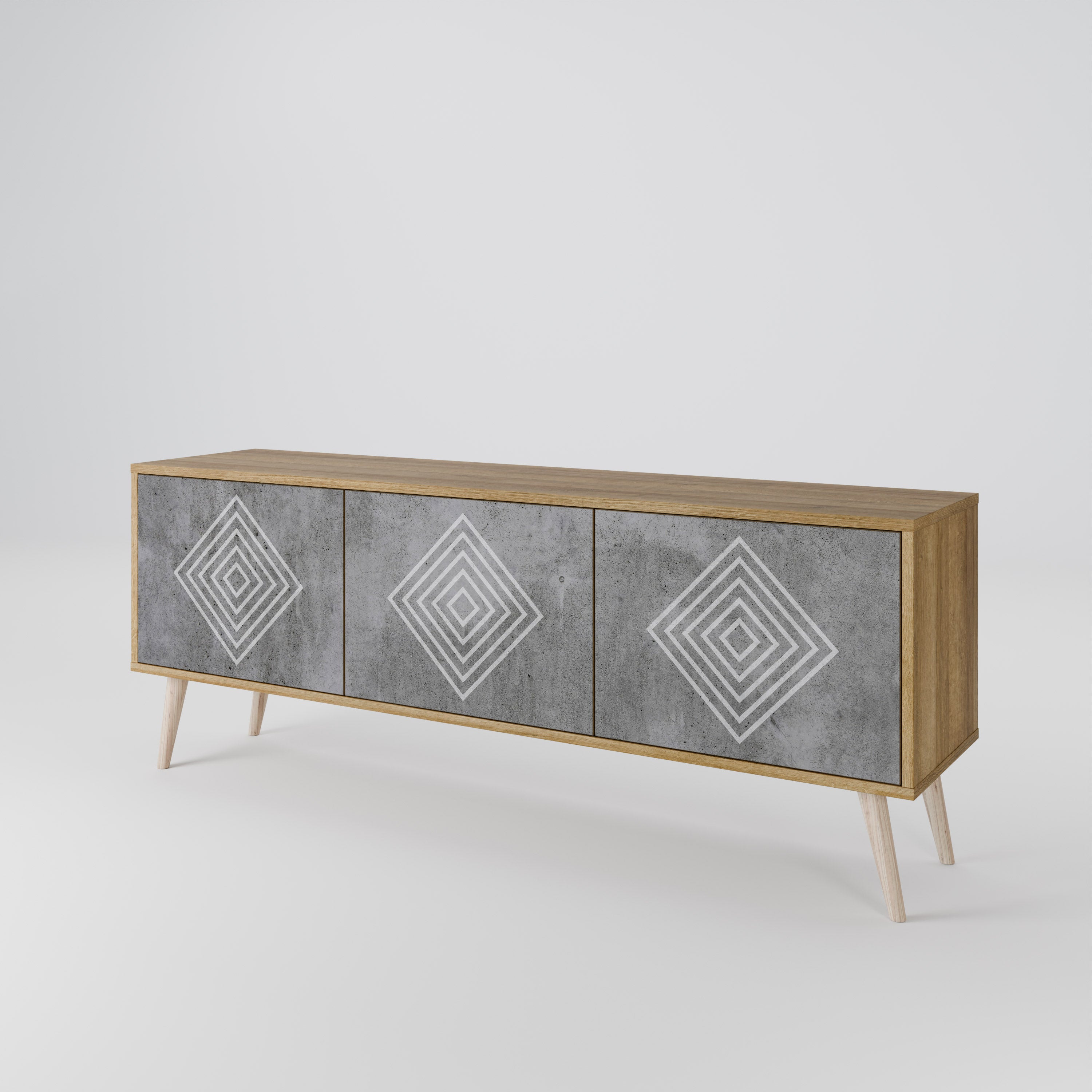 POLYGONAL ARTISTRY 3-Door TV Cabinet