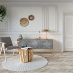 POLYGONAL ARTISTRY Móvel de TV com 3 Portas em Efeito Carvalho