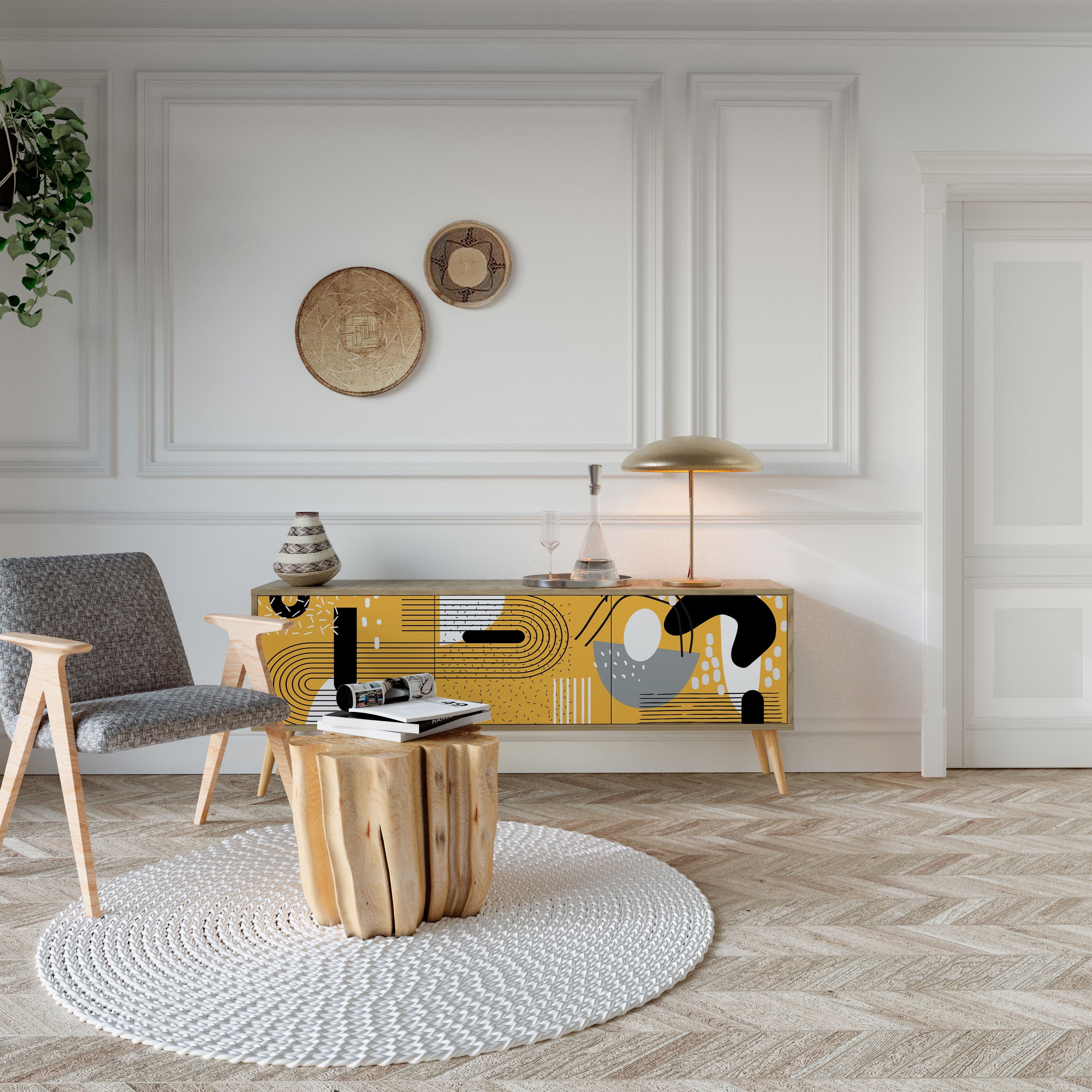 SHAPESHIFT SYMPHONY Móvel de TV com 3 Portas em Efeito Carvalho