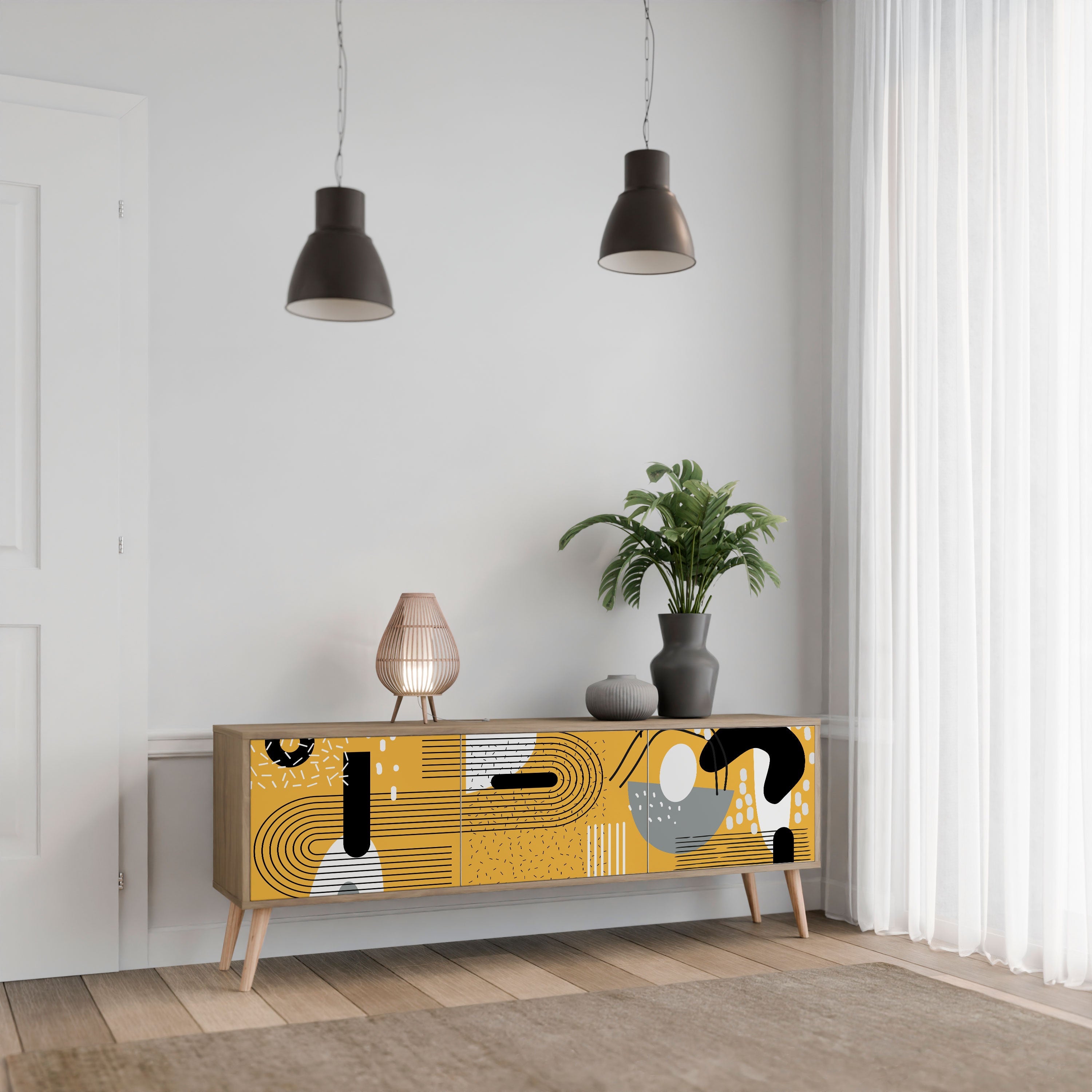 SHAPESHIFT SYMPHONY Móvel de TV com 3 Portas em Efeito Carvalho