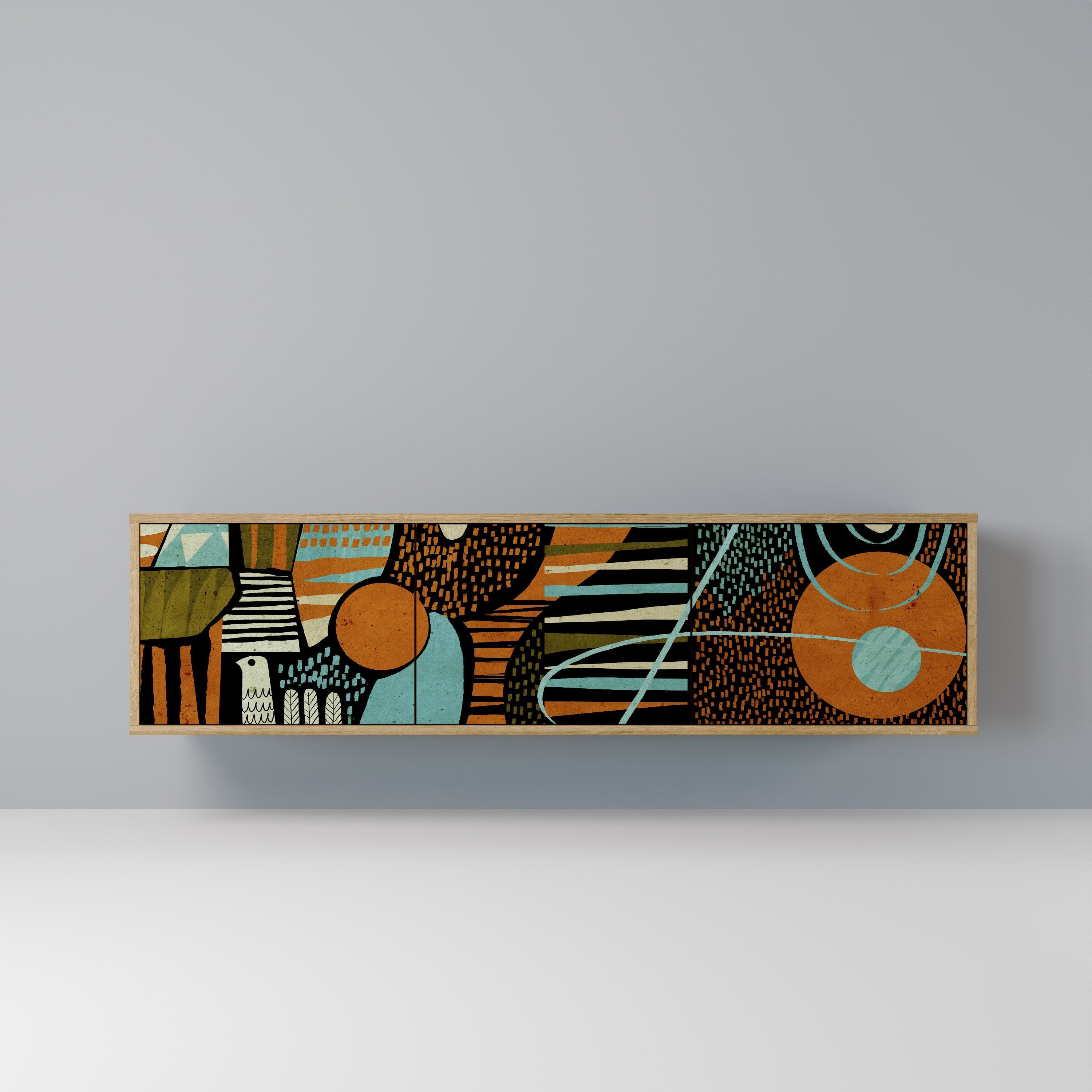 GEODE GLIMMER Móvel de TV com 3 Portas em Efeito Carvalho