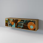 GEODE GLIMMER 3-Door TV Stand in Oak Effect