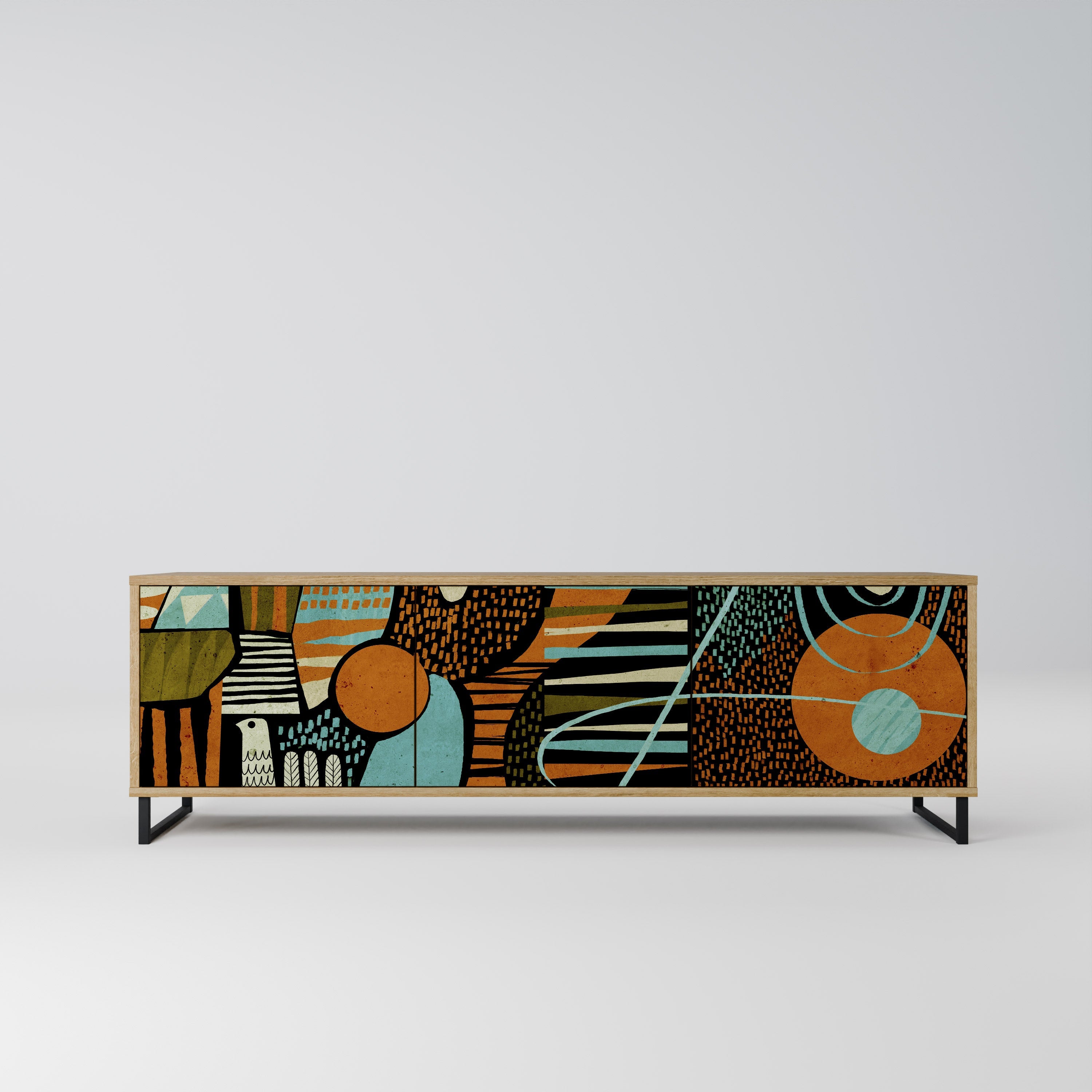 GEODE GLIMMER Móvel de TV com 3 Portas em Efeito Carvalho