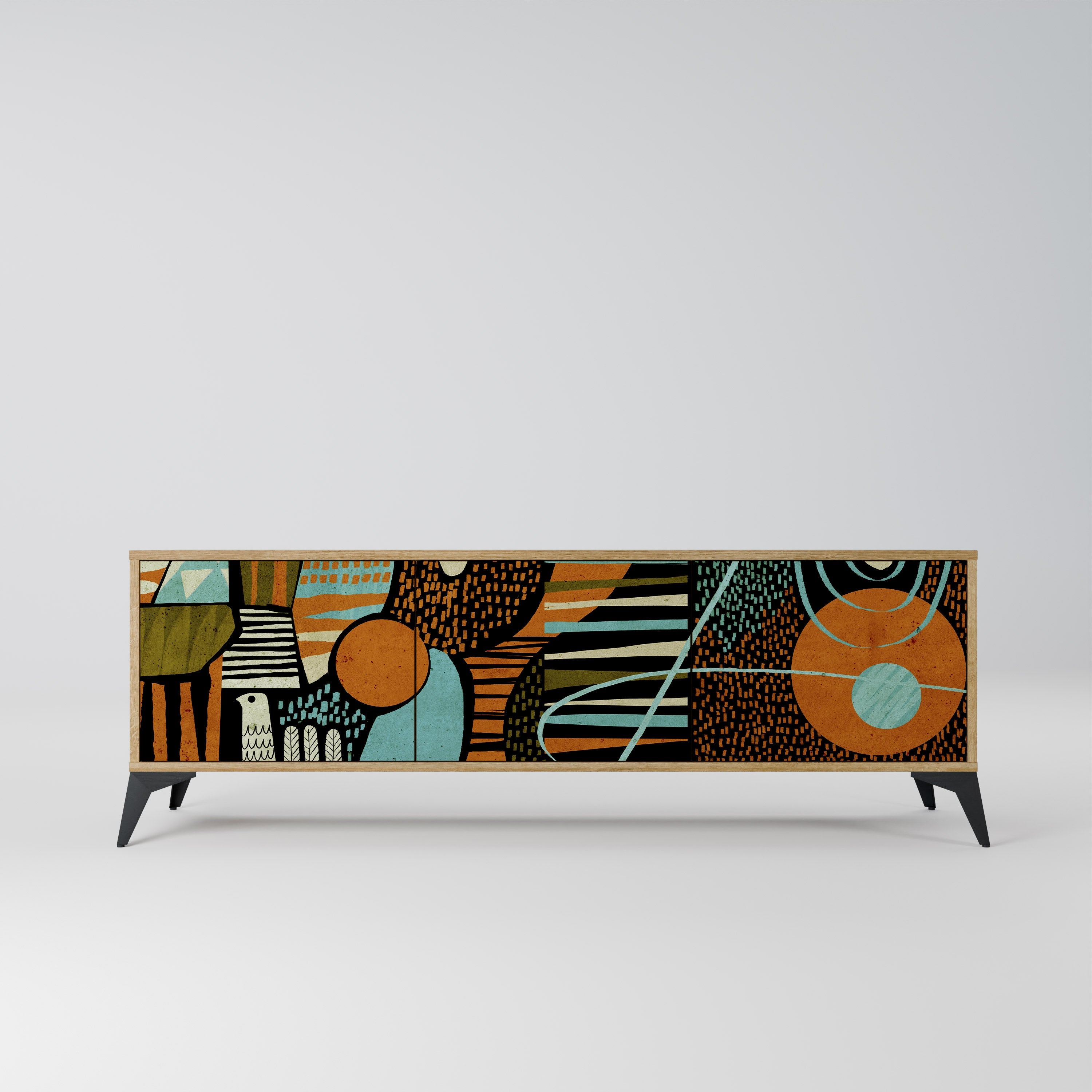 GEODE GLIMMER Móvel de TV com 3 Portas em Efeito Carvalho