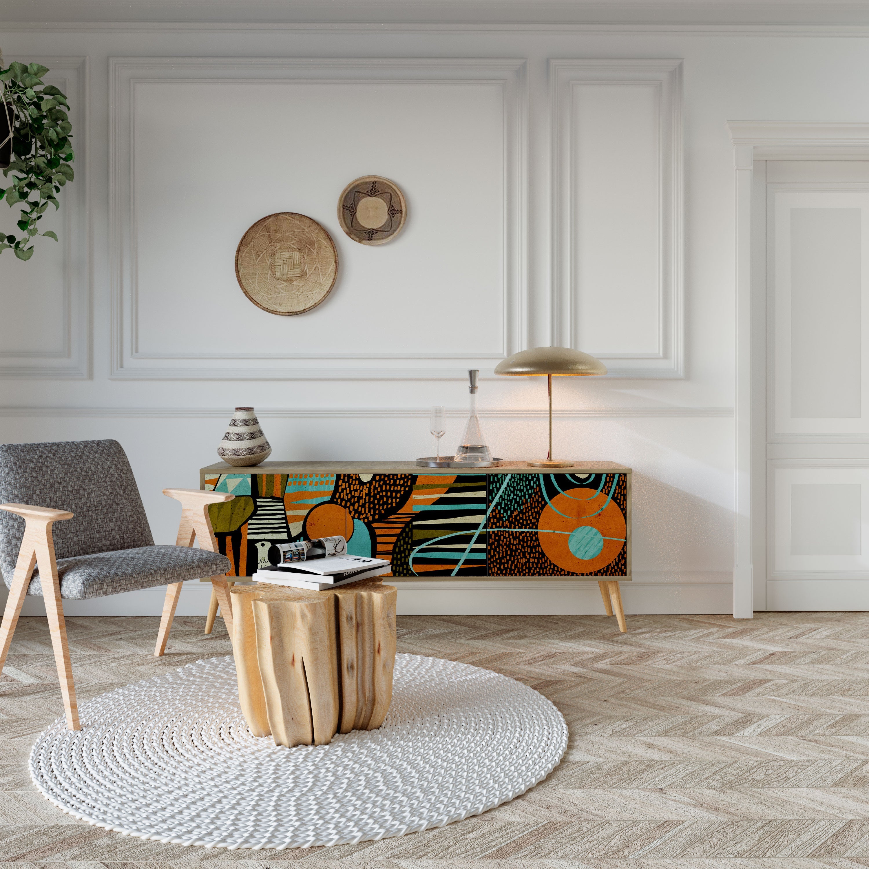 GEODE GLIMMER Móvel de TV com 3 Portas em Efeito Carvalho