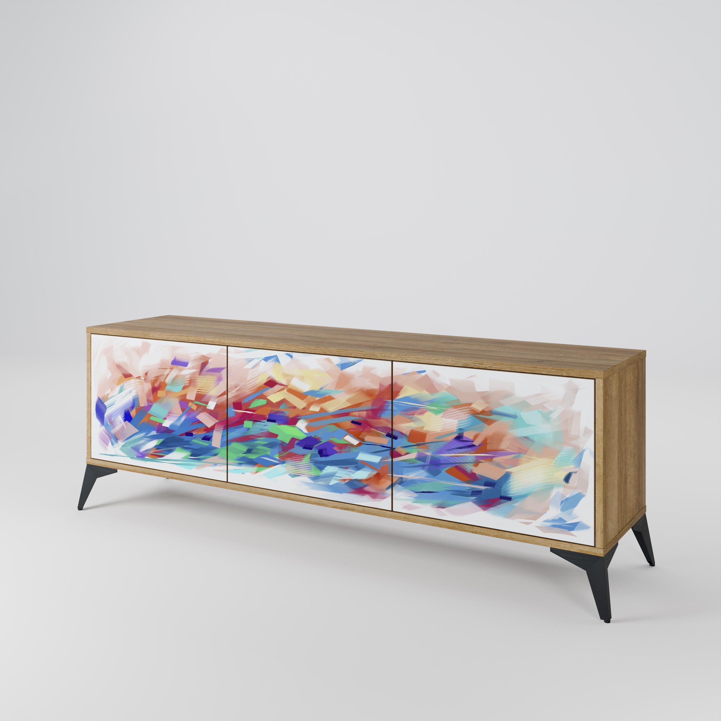 FINESSE MASH-UP Móvel de TV com 3 Portas em Efeito Carvalho