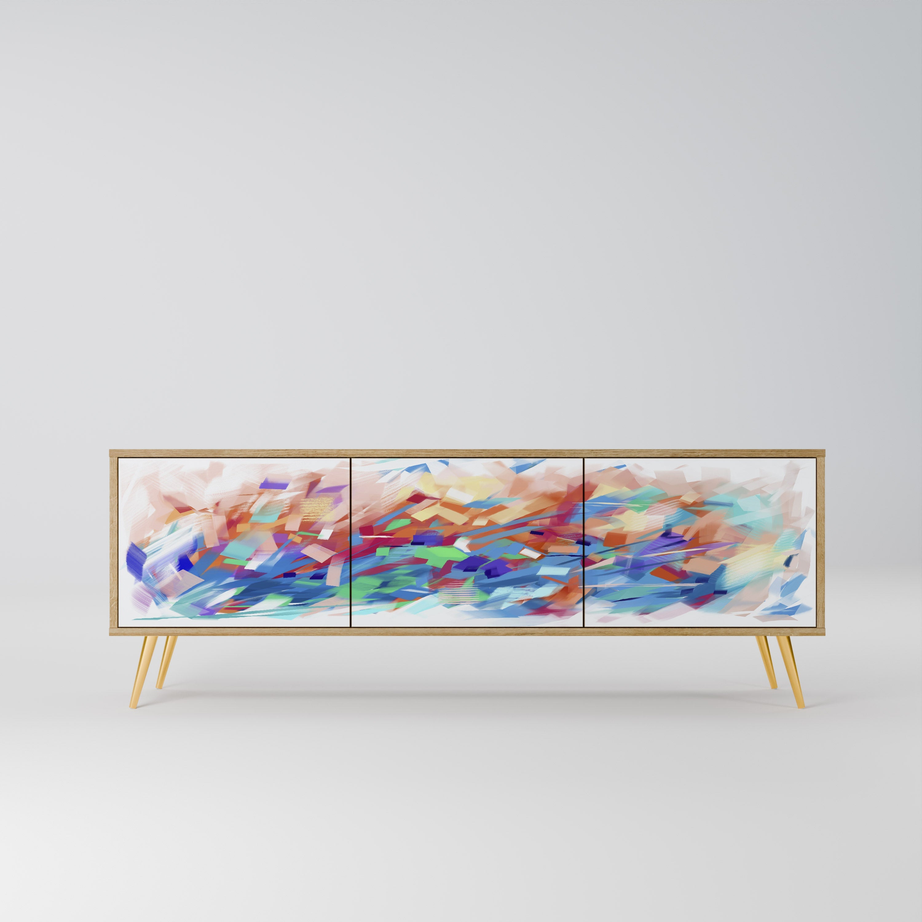 FINESSE MASH-UP Móvel de TV com 3 Portas em Efeito Carvalho