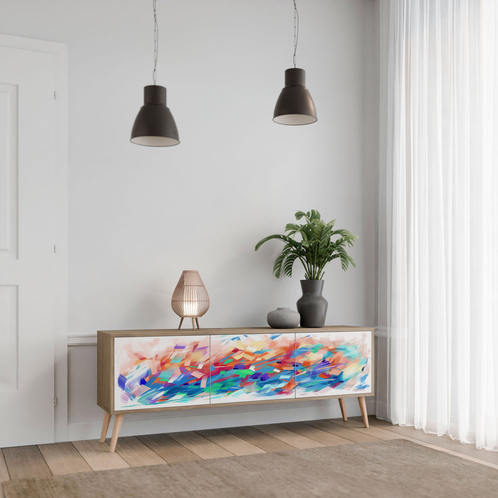 FINESSE MASH-UP Móvel de TV com 3 Portas em Efeito Carvalho