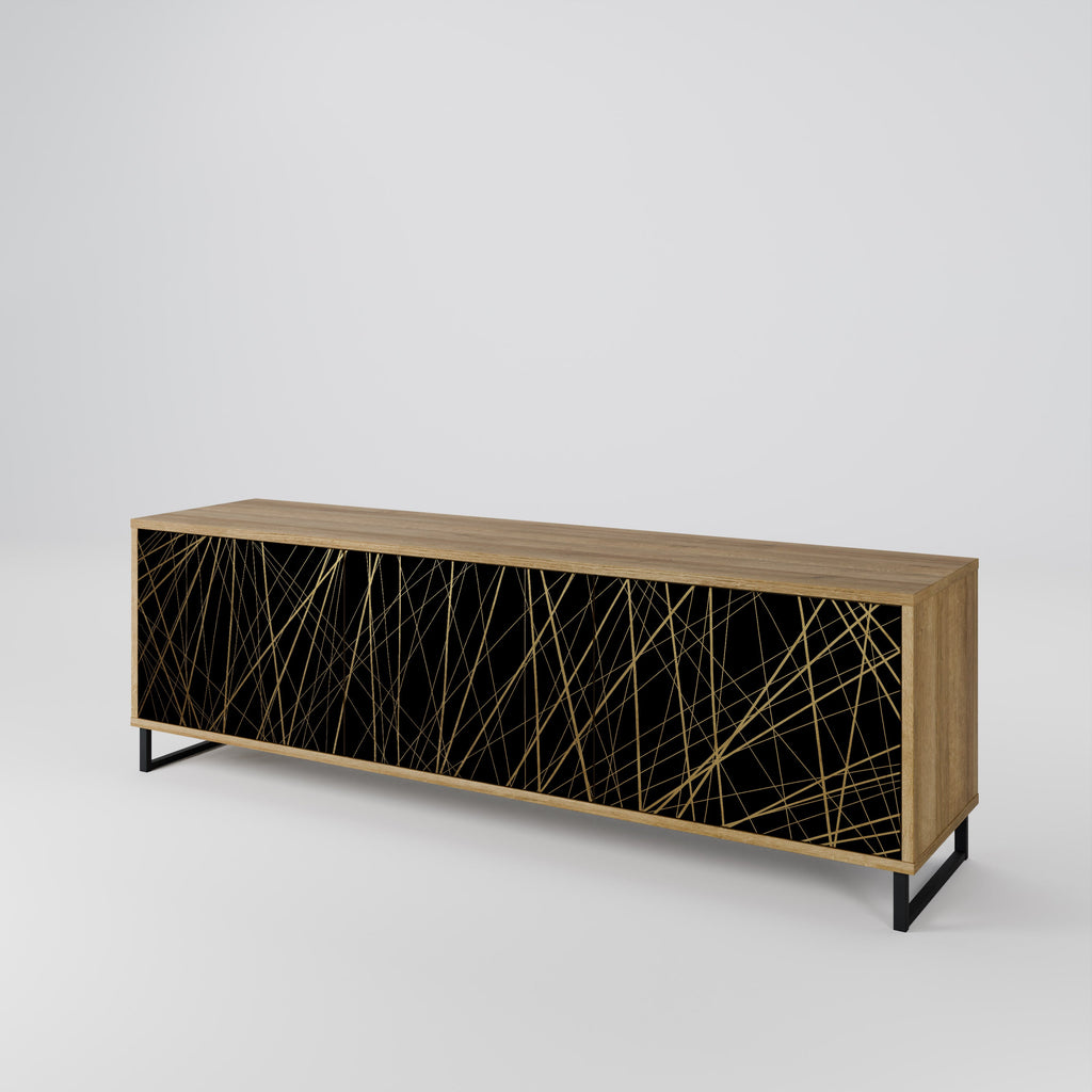 BRIGHT MESH 3-Door TV Stand in Oak Effect