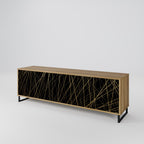 BRIGHT MESH 3-Door TV Stand in Oak Effect