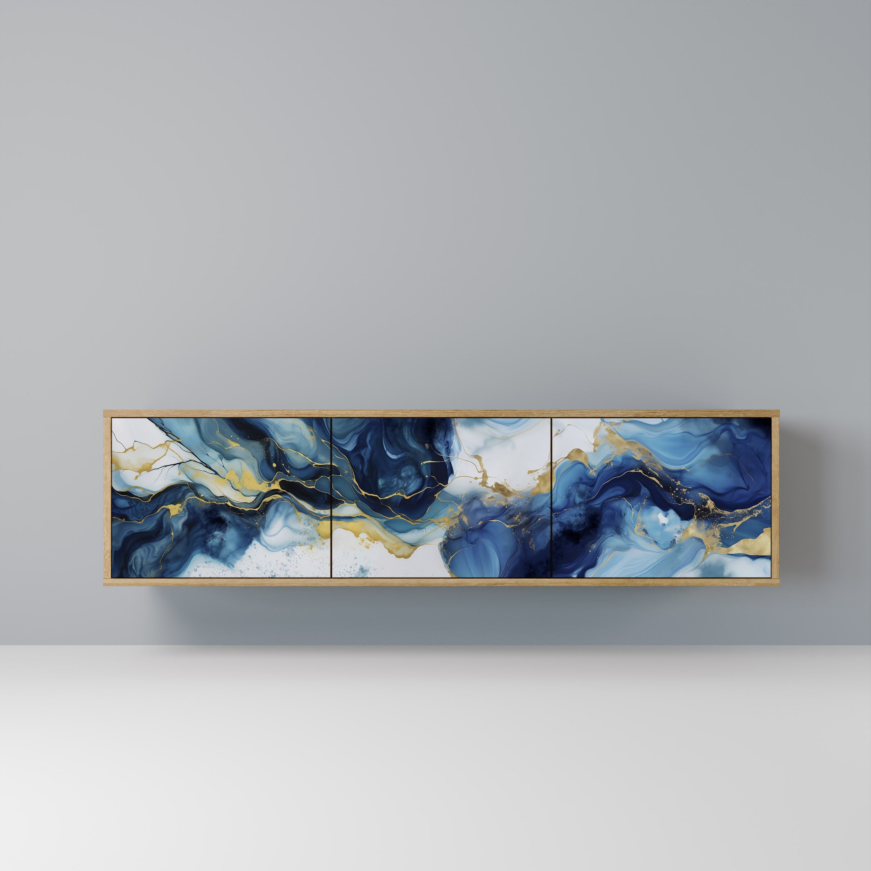 INKY MARBLE Móvel de TV com 3 Portas em Efeito Carvalho