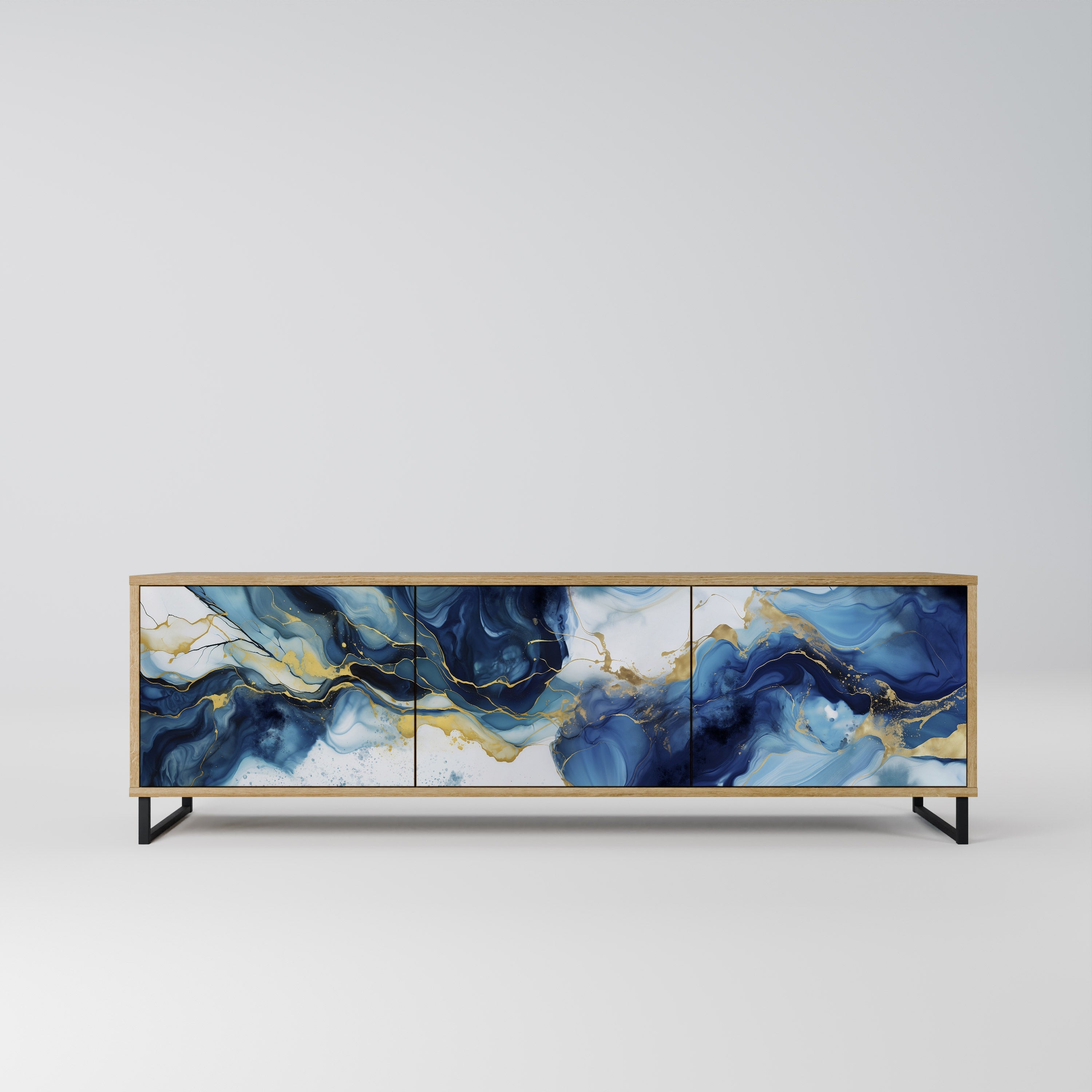 INKY MARBLE Móvel de TV com 3 Portas em Efeito Carvalho