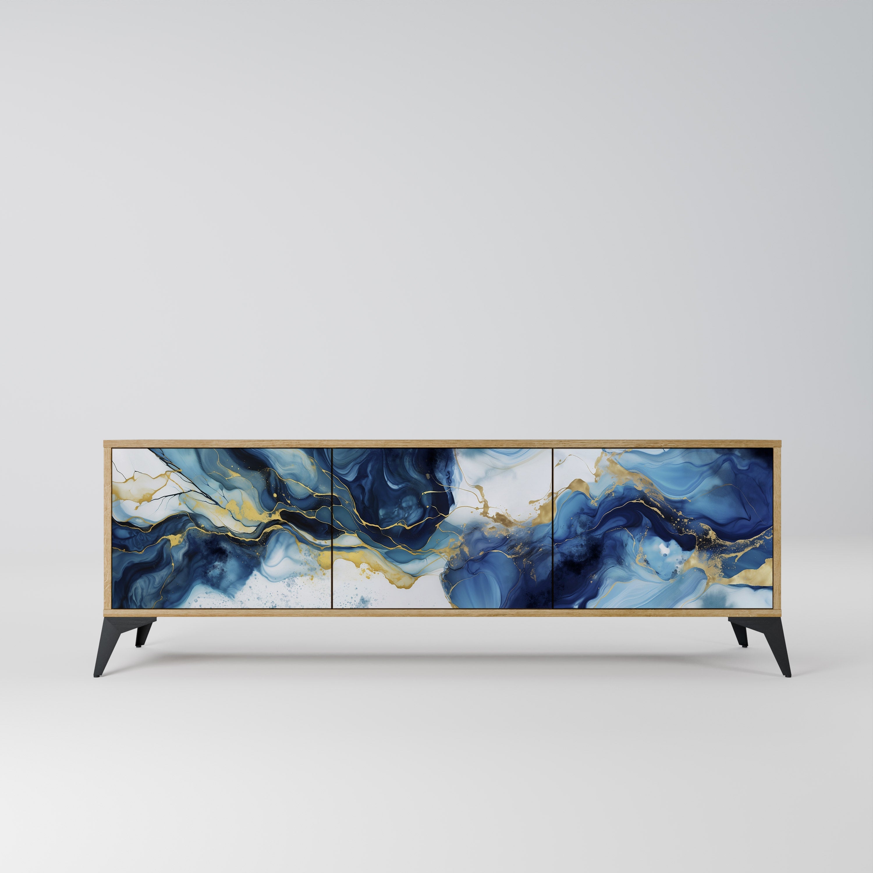 INKY MARBLE Móvel de TV com 3 Portas em Efeito Carvalho