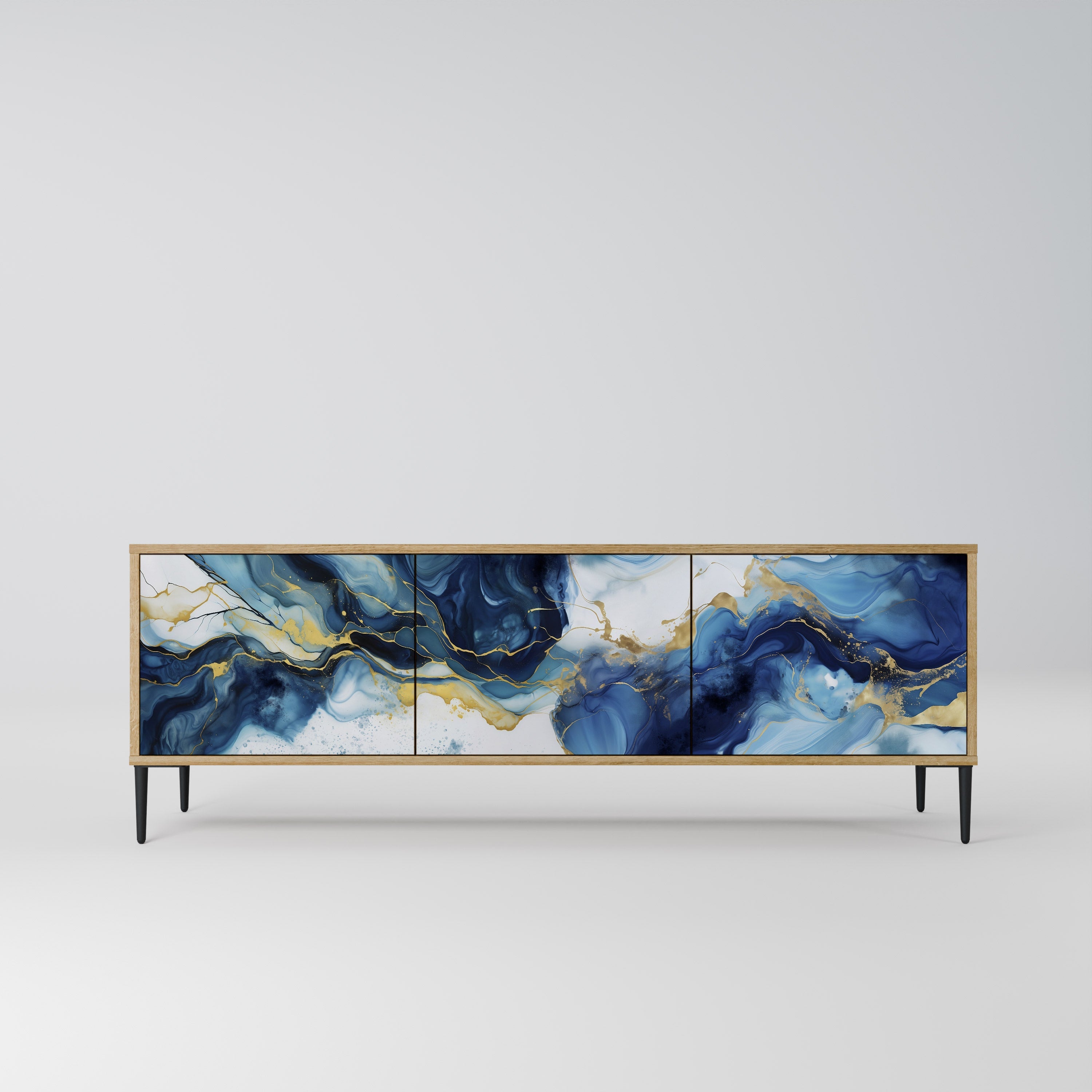 INKY MARBLE Móvel de TV com 3 Portas em Efeito Carvalho