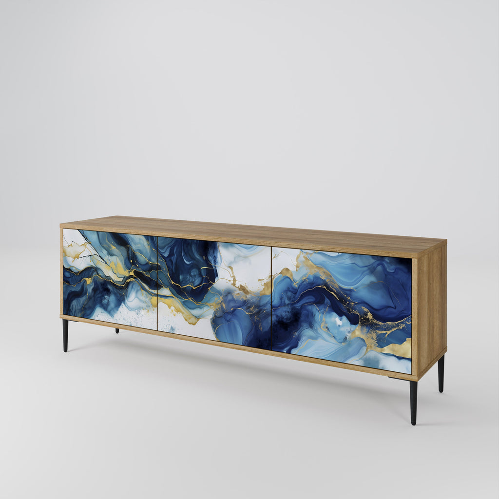 INKY MARBLE Móvel de TV com 3 Portas em Efeito Carvalho