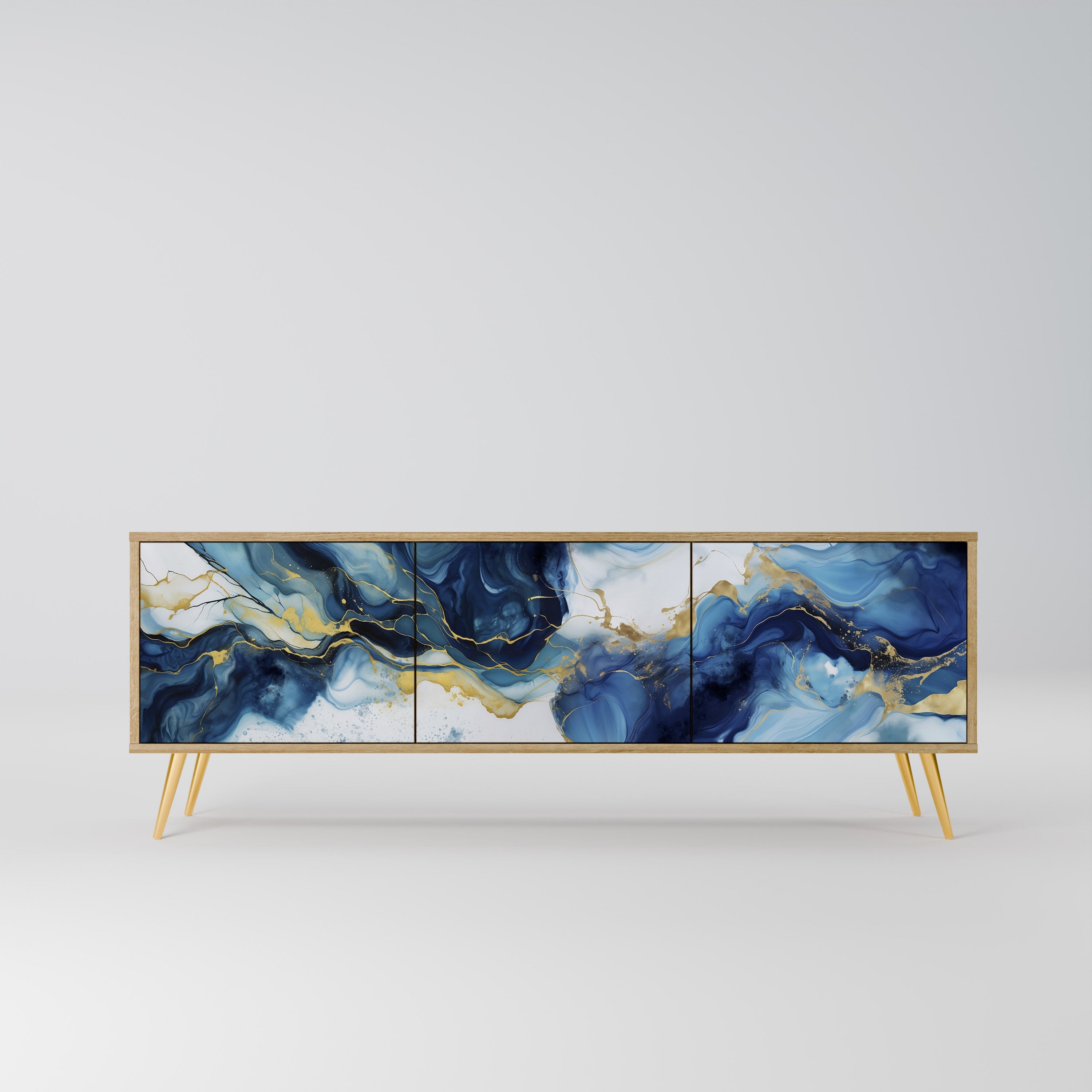 INKY MARBLE Móvel de TV com 3 Portas em Efeito Carvalho