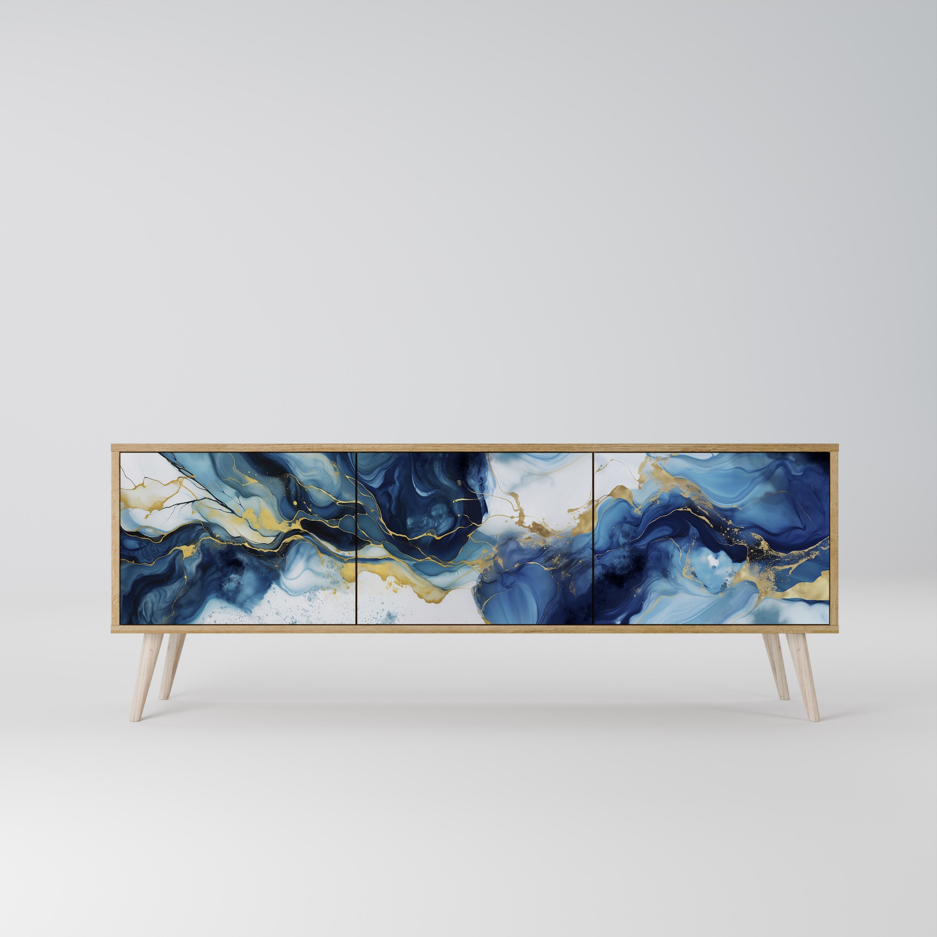 INKY MARBLE Móvel de TV com 3 Portas em Efeito Carvalho