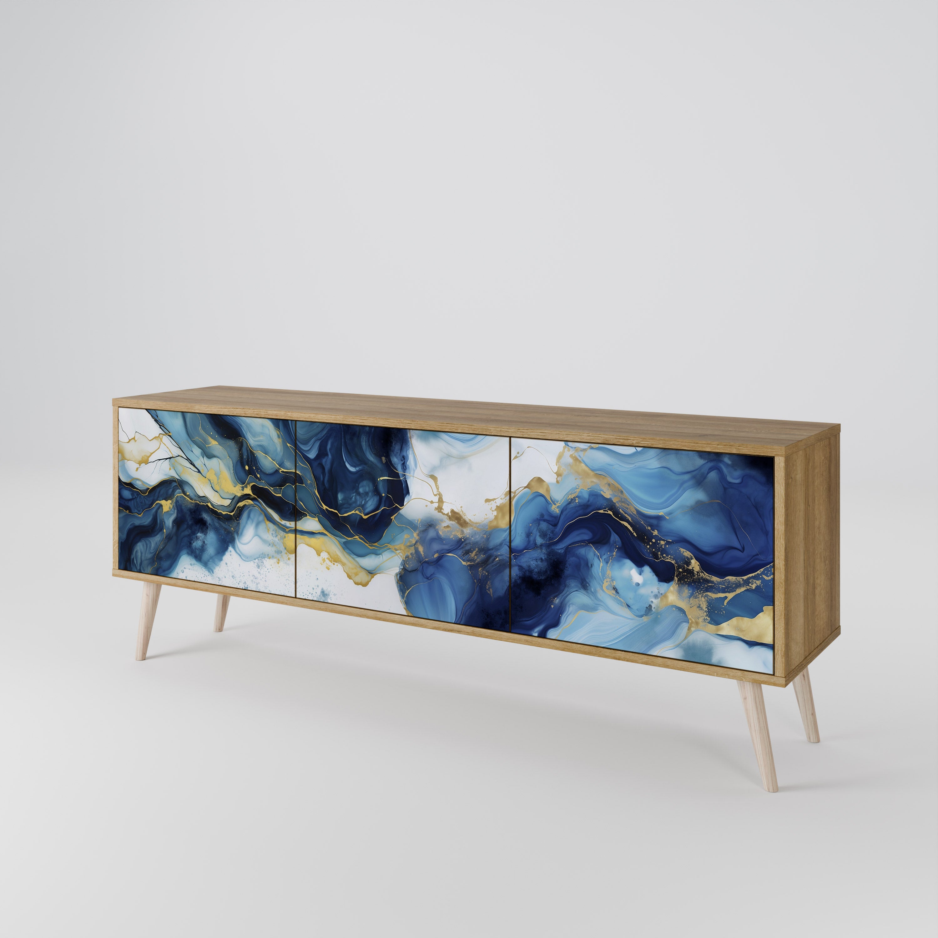 INKY MARBLE 3-Door TV Cabinet