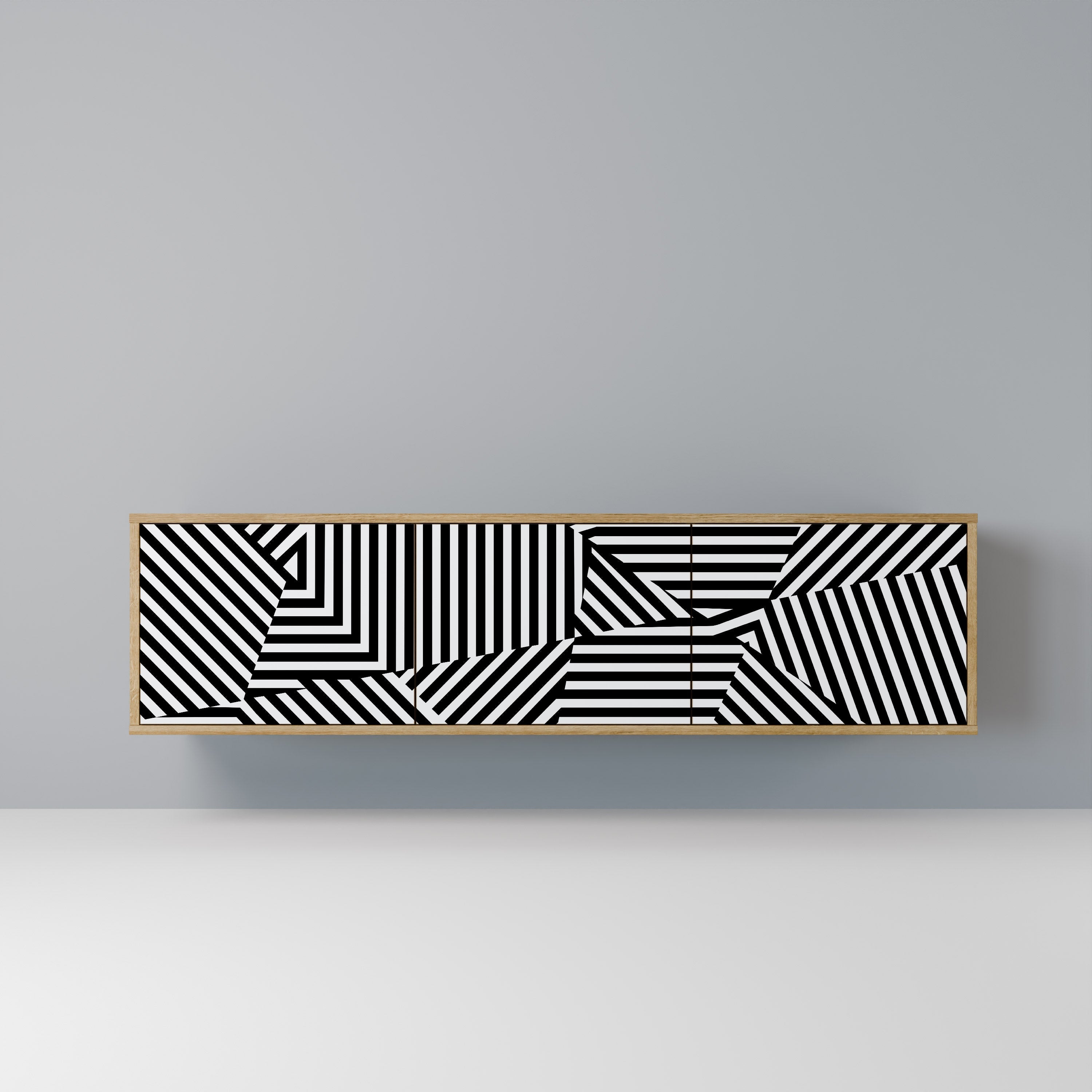 ILLUSIONARY LATTICE Móvel de TV com 3 Portas em Efeito Carvalho