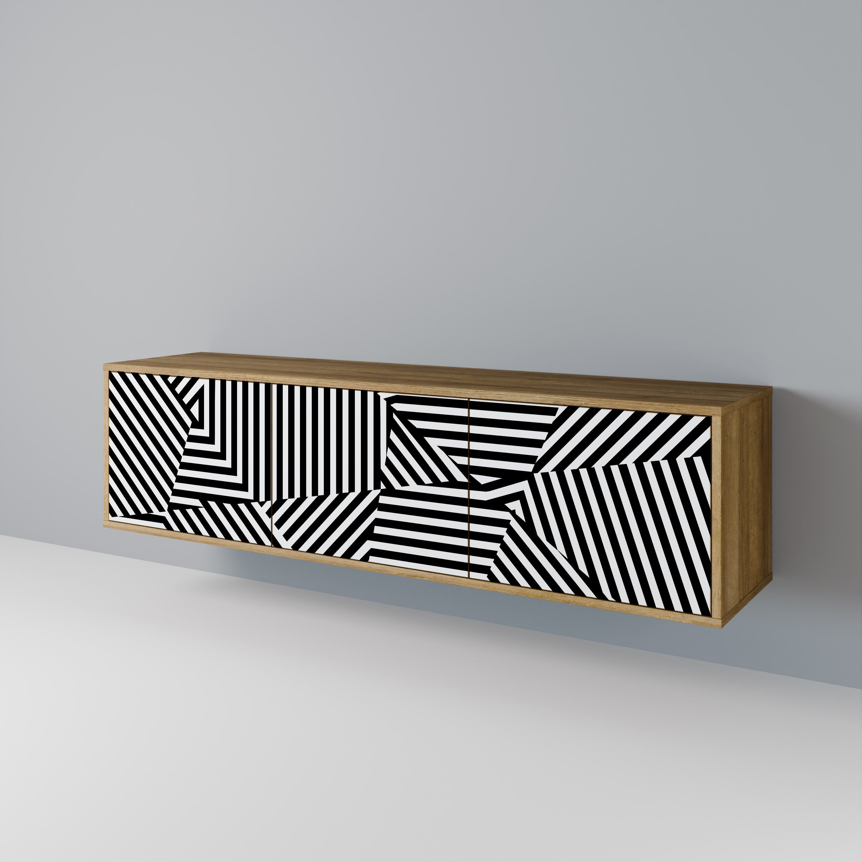 ILLUSIONARY LATTICE Móvel de TV com 3 Portas em Efeito Carvalho