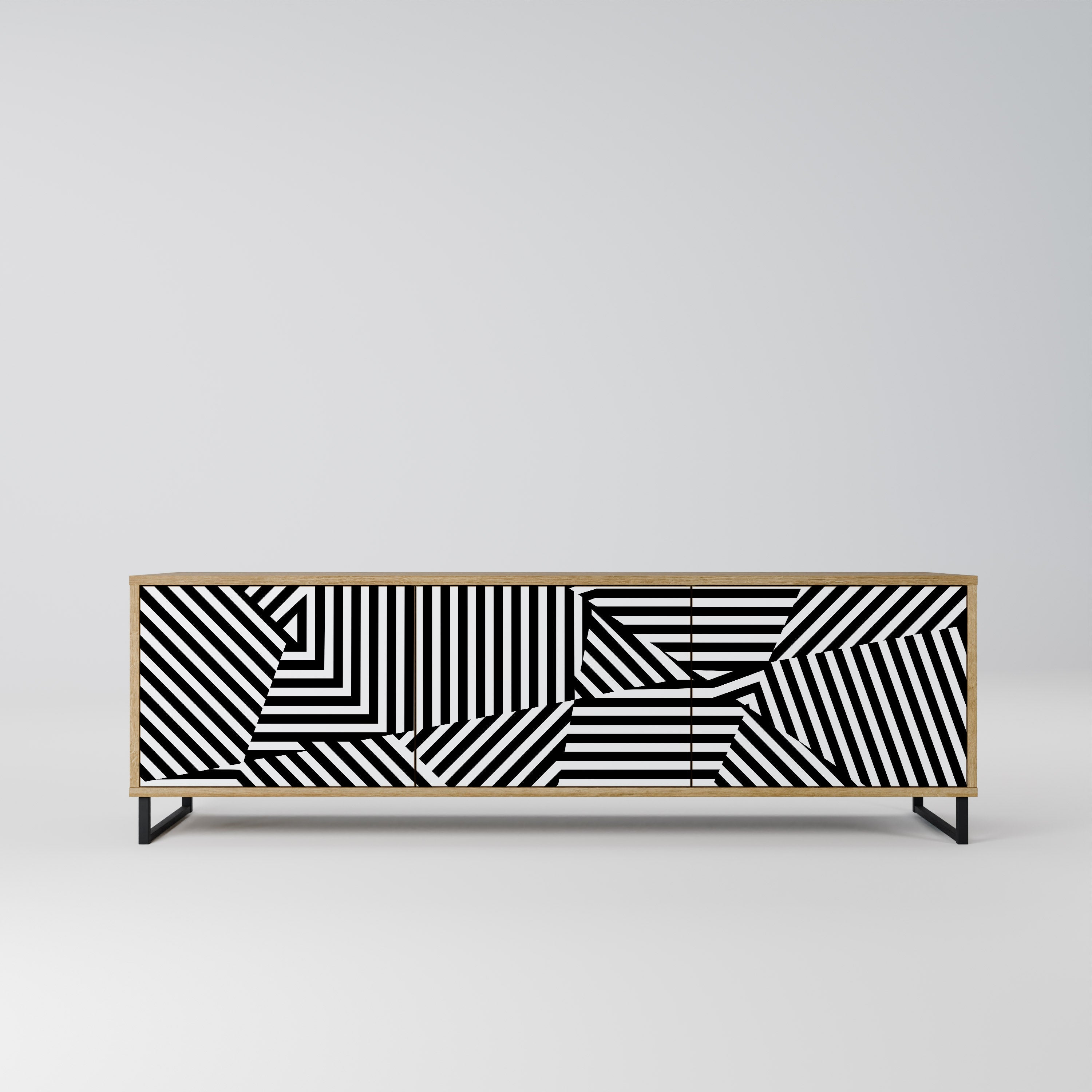 ILLUSIONARY LATTICE Móvel de TV com 3 Portas em Efeito Carvalho