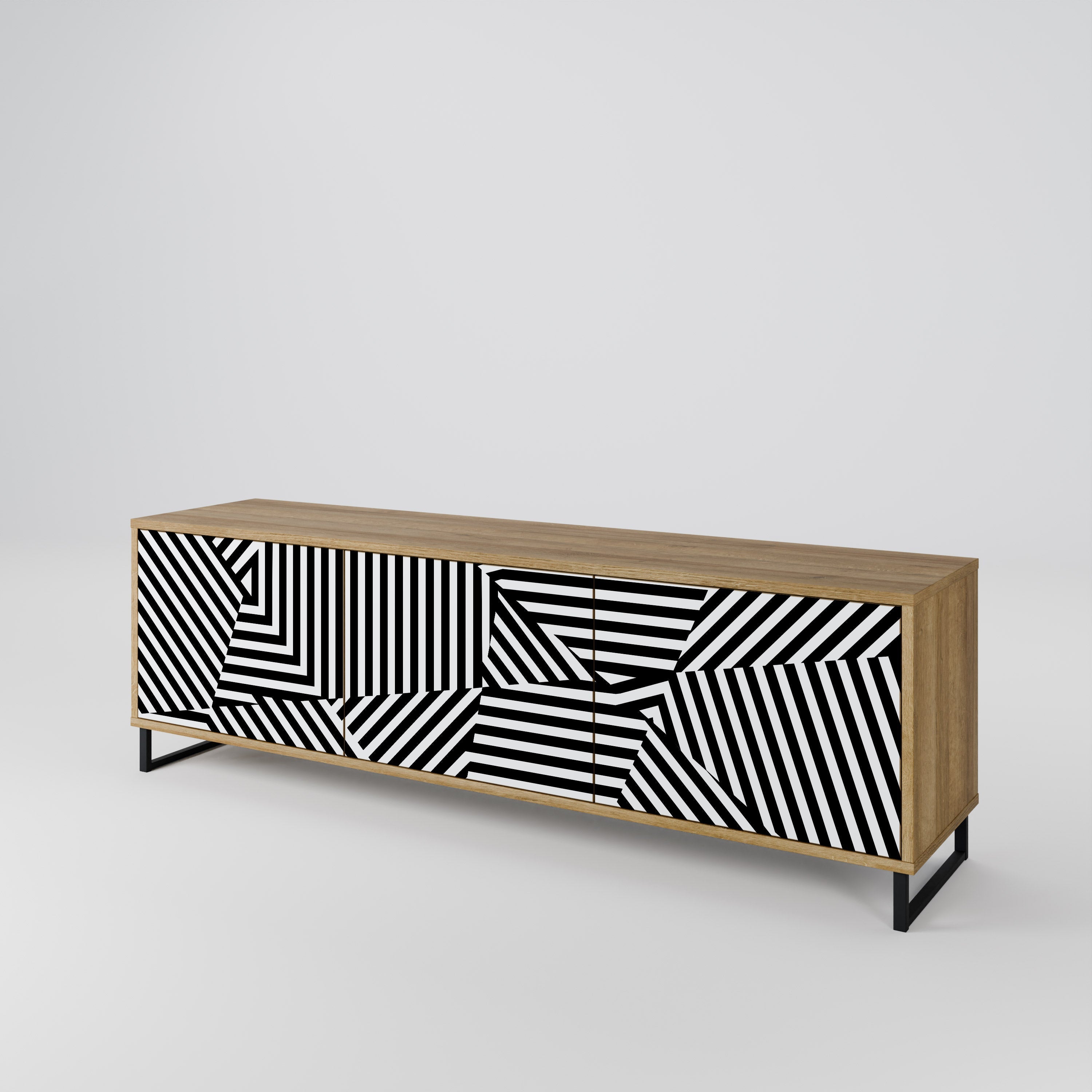 ILLUSIONARY LATTICE Móvel de TV com 3 Portas em Efeito Carvalho