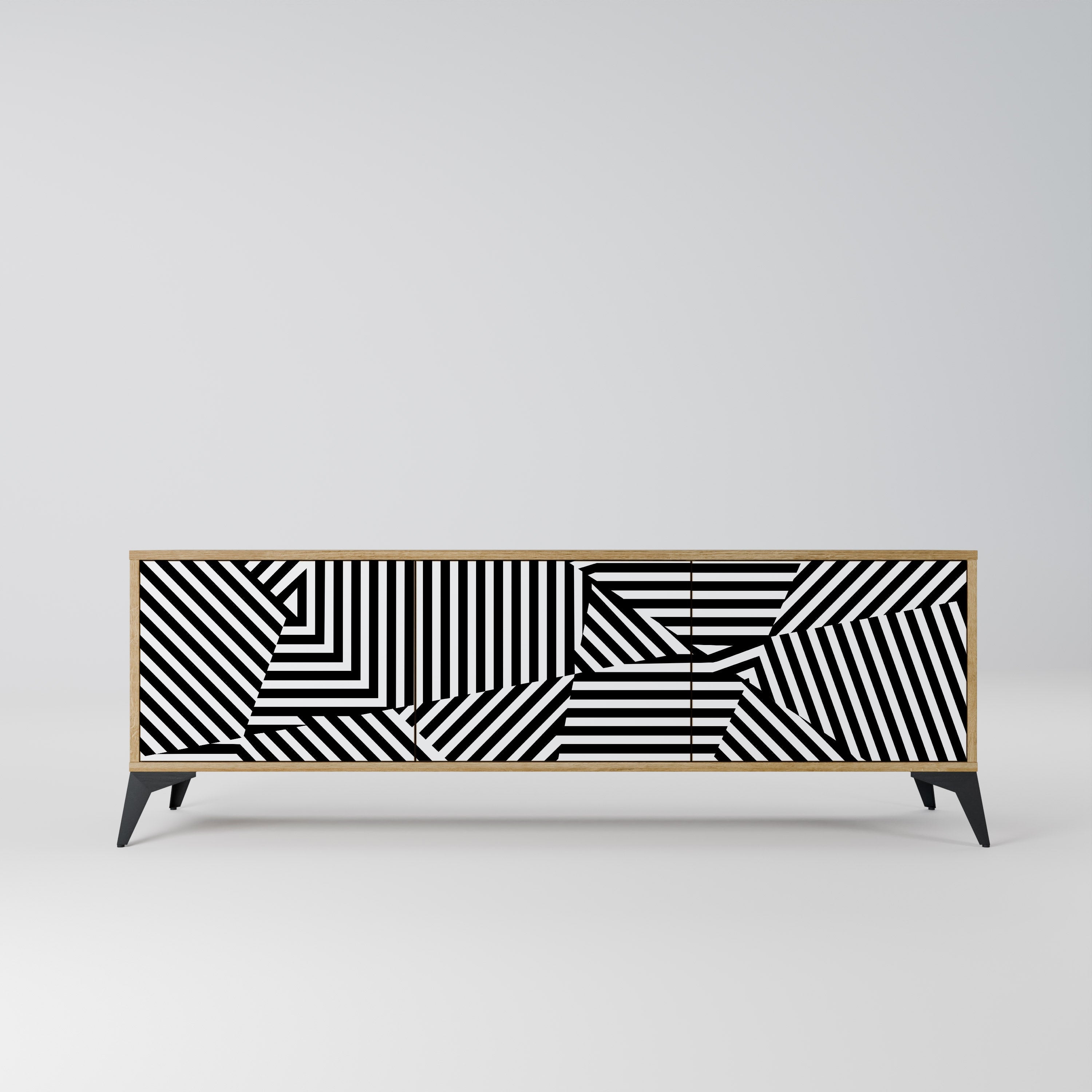 ILLUSIONARY LATTICE Móvel de TV com 3 Portas em Efeito Carvalho