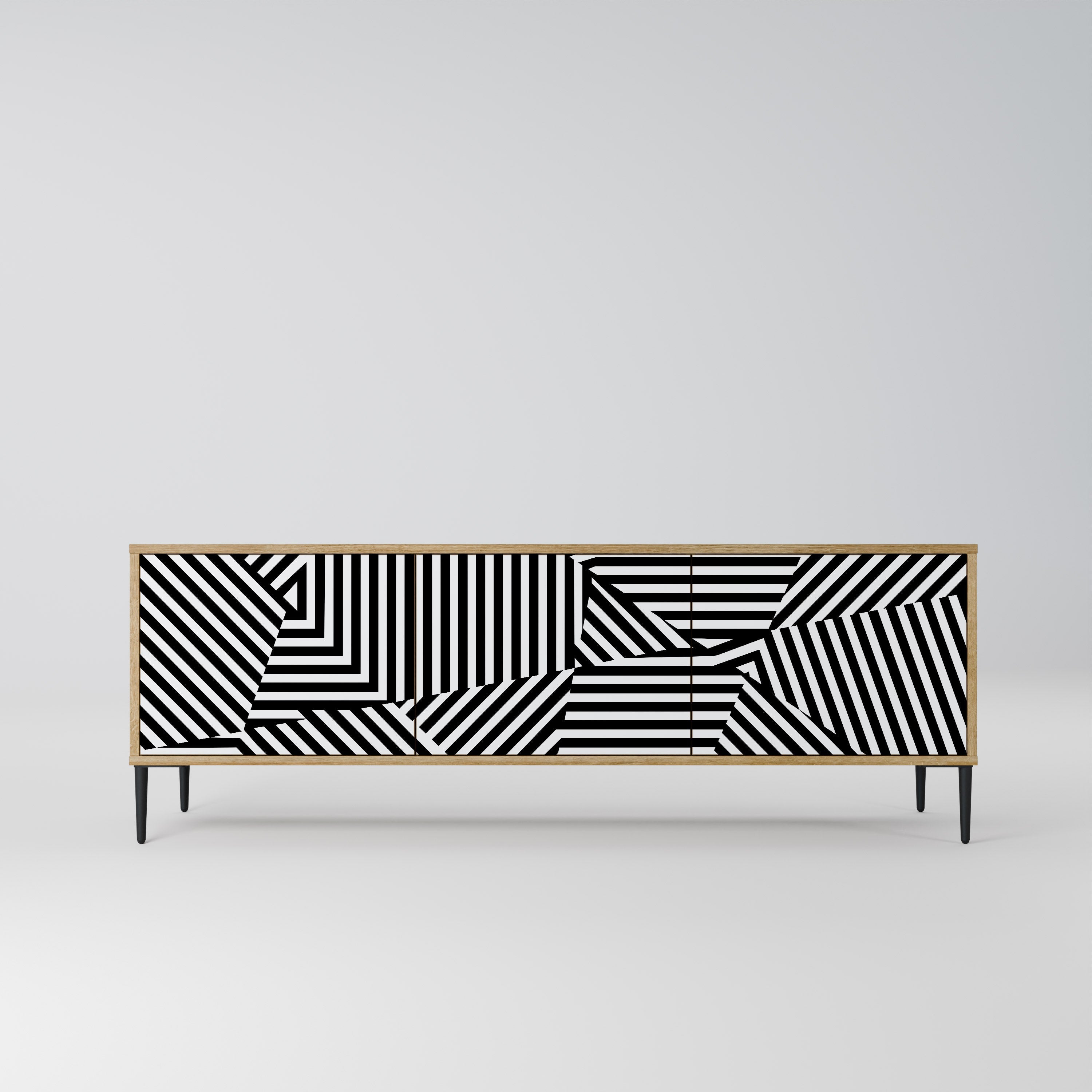 ILLUSIONARY LATTICE Móvel de TV com 3 Portas em Efeito Carvalho