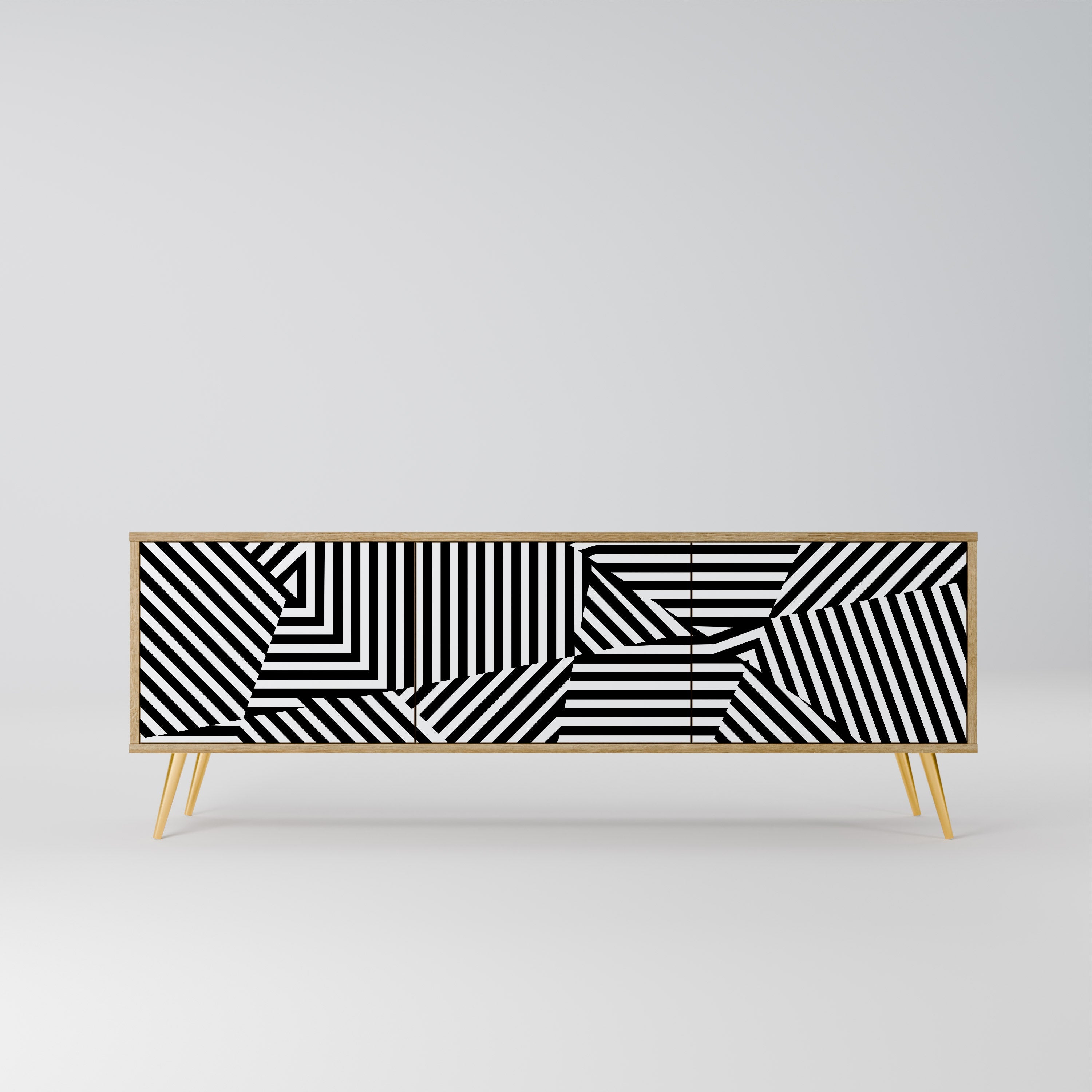 ILLUSIONARY LATTICE Móvel de TV com 3 Portas em Efeito Carvalho