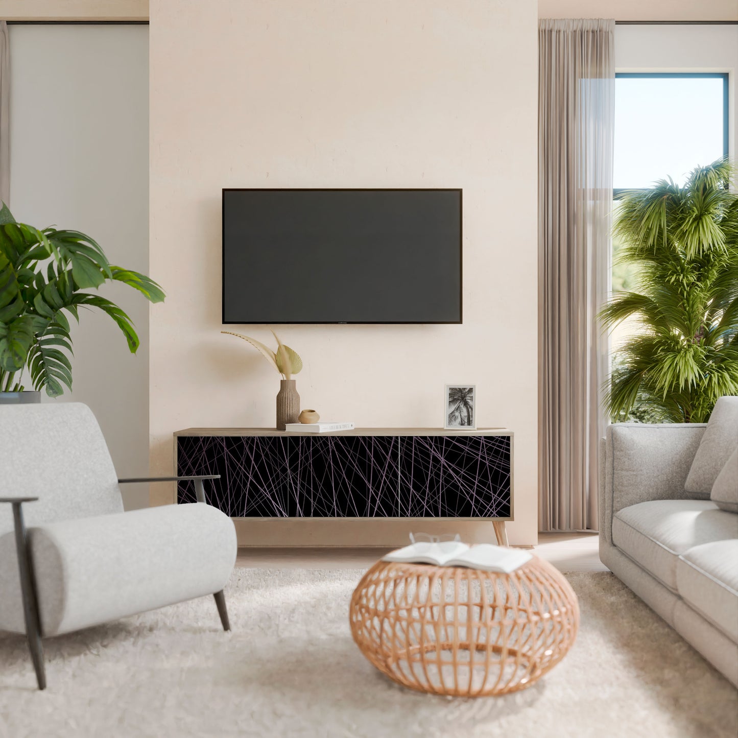 SHIMMER SPIDERGRAM 3-Door TV Cabinet